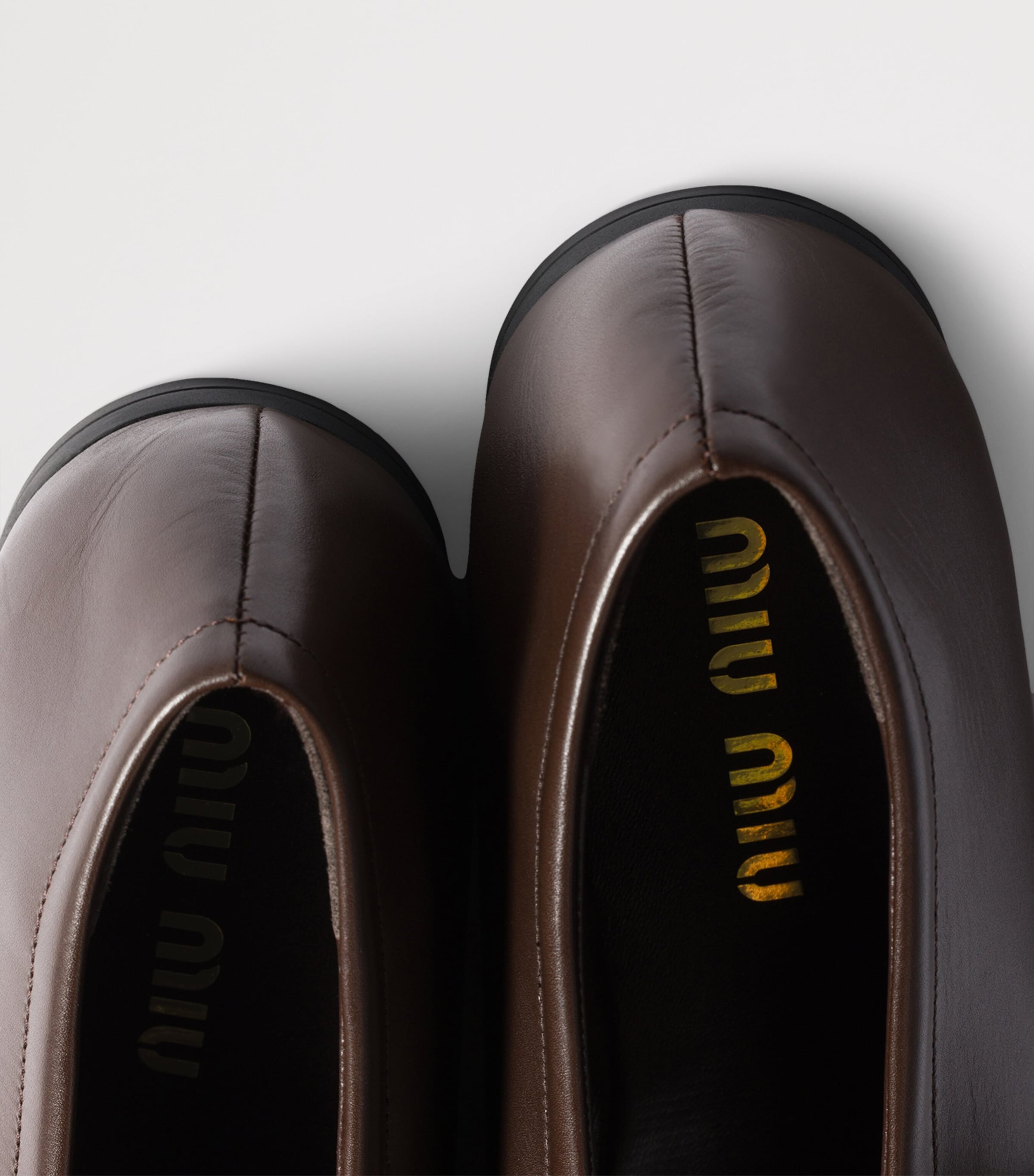 Miu Miu Nappa Leather Mary Jane Ballet Flats Brown Image 5