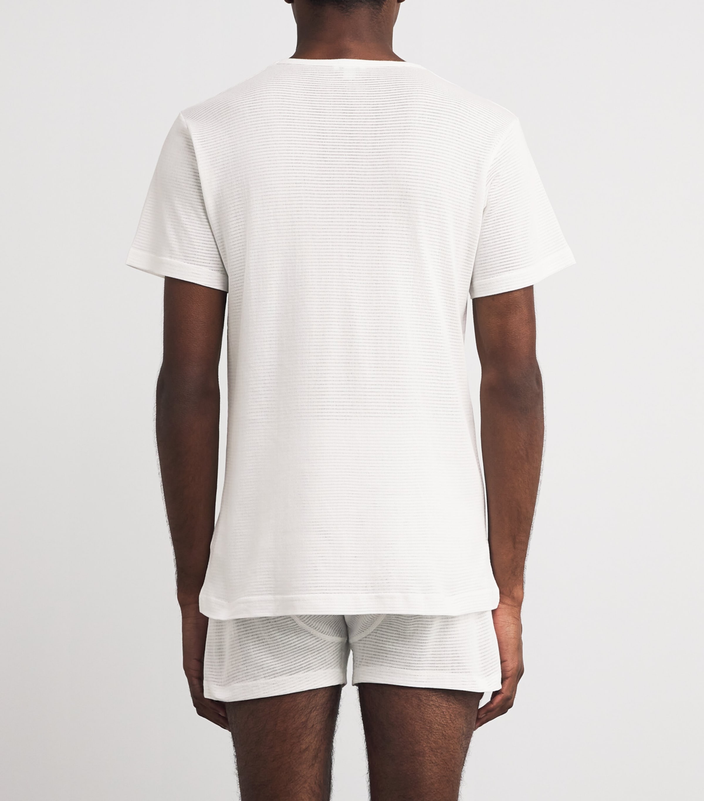 Cotton Mesh Cellular Crew-Neck T-Shirt WHITE Image 4