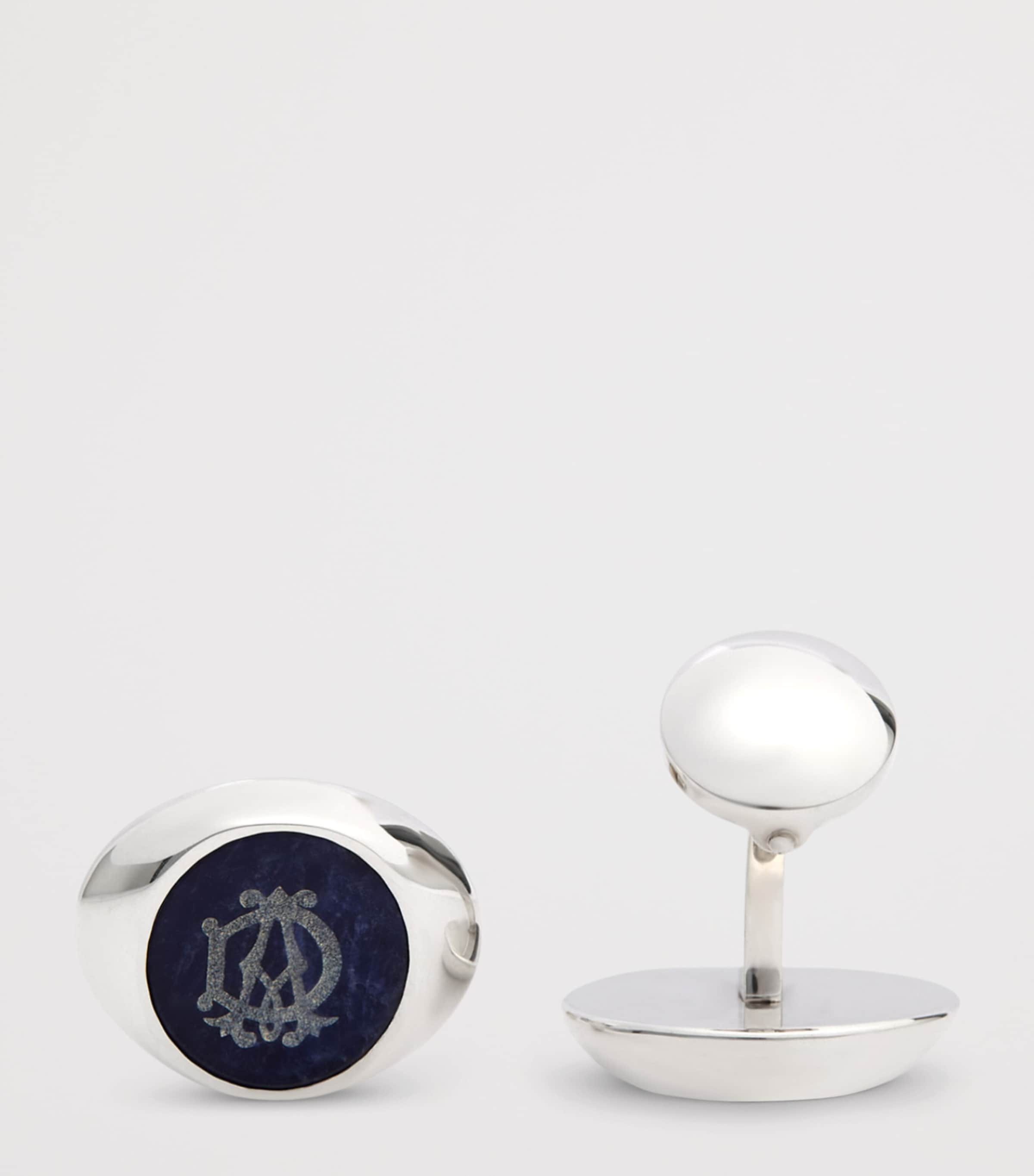 Dunhill Rhodium-Plated Silver and Sodalite AD Cypher Cufflinks Image 3