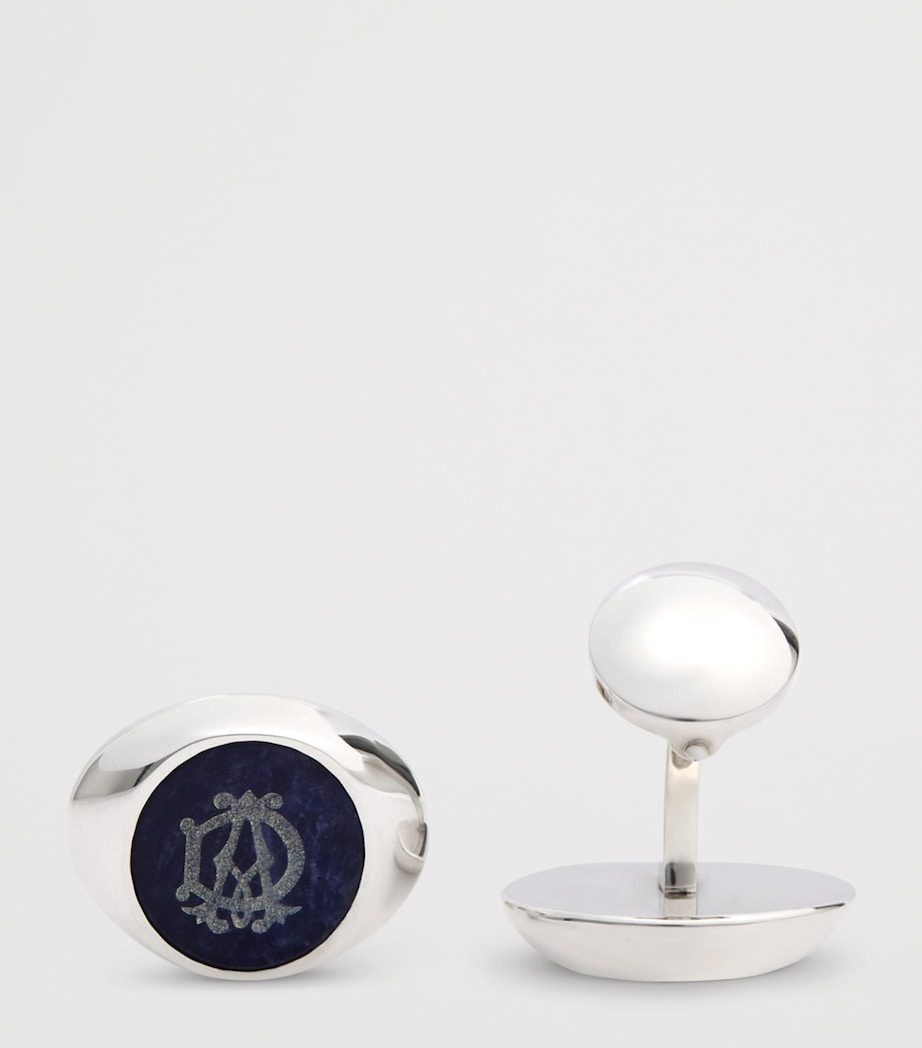 Dunhill Rhodium-Plated Silver and Sodalite AD Cypher Cufflinks Image 3