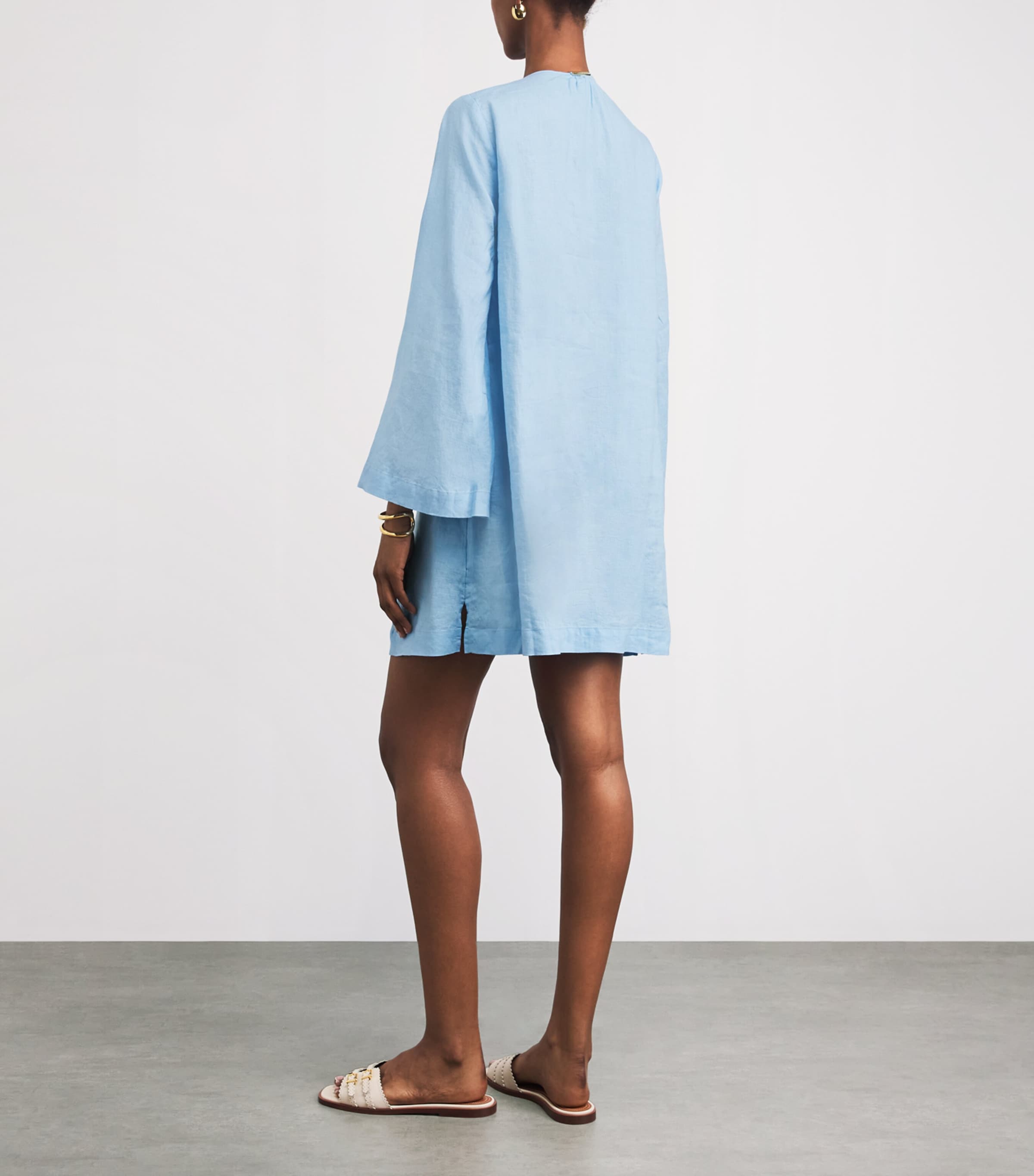 Heidi Klein Womens Linen Ponza Mini Kaftan Blu Blu Image 4