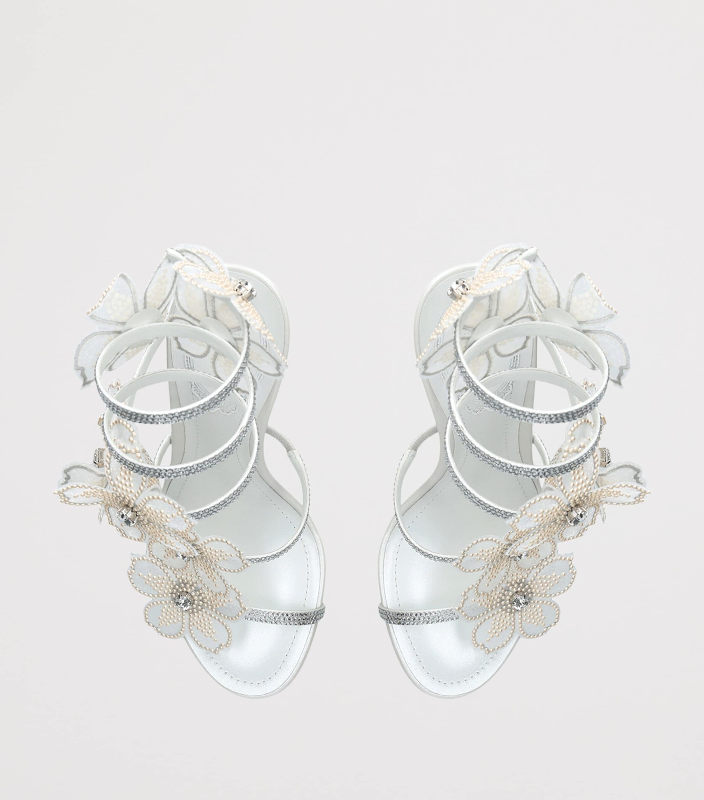 René Caovilla Leather Flower Cleo Sandals 105 White/oth Image 4