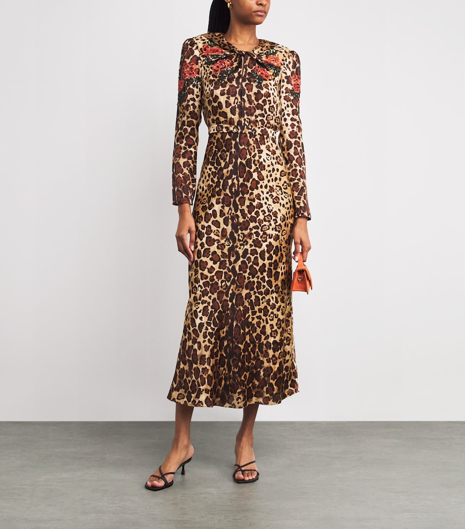 Satin Beaded Cheetah Print Claudia Midi Dress 2347/5790 CHEETAH Image 2