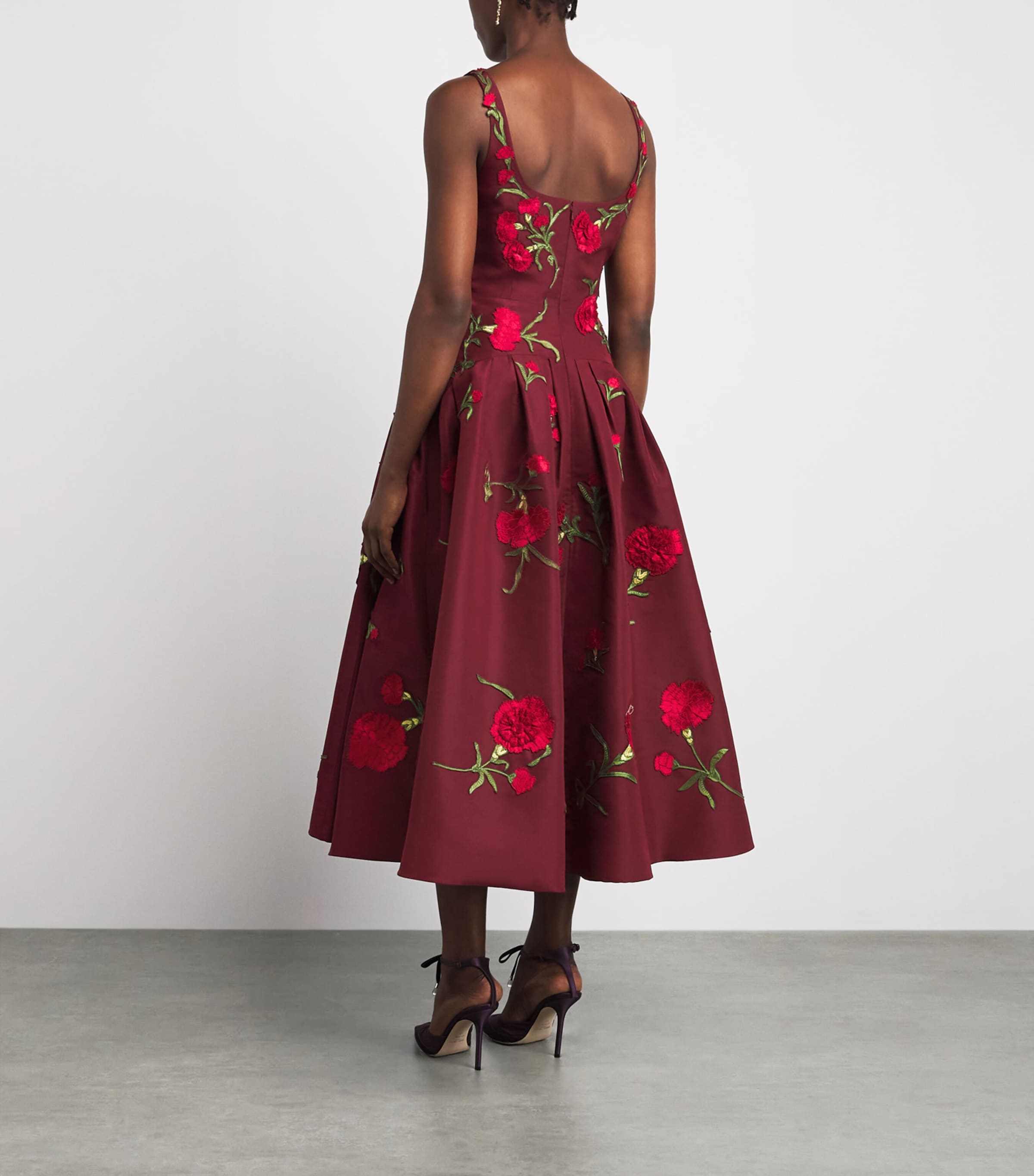 Carolina Herrera Womens Silk Floral Embroidered Midi Dress Rioja Multi Image 4