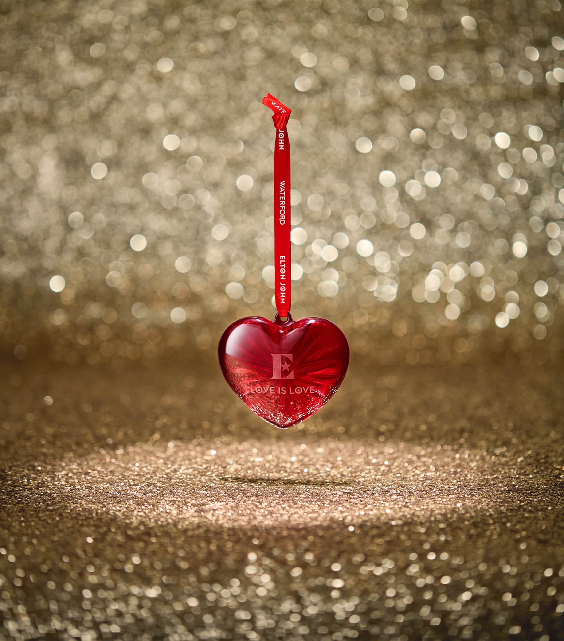 Crystal Elton John Heart Ornament RED Image 2