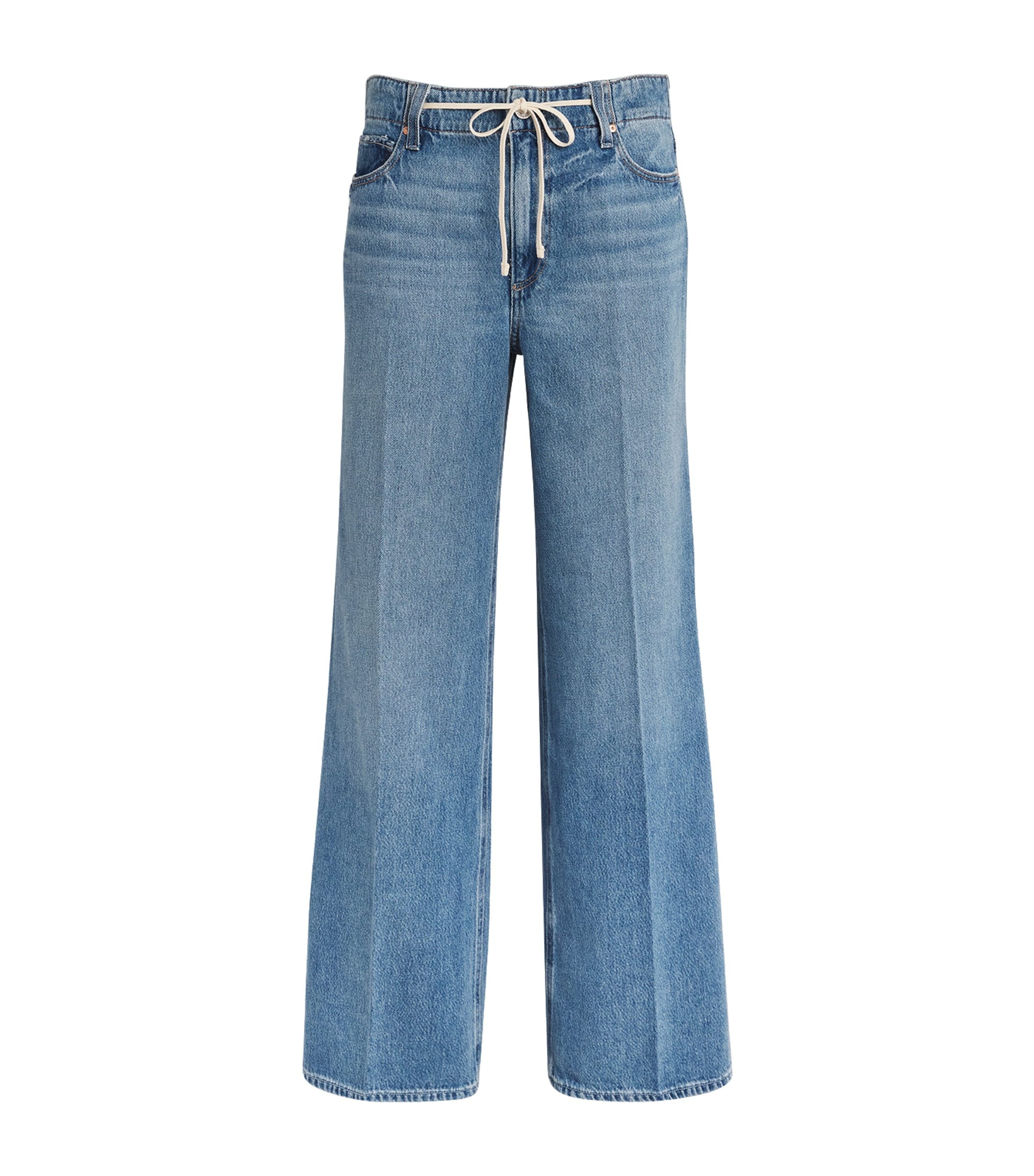 Paige Zoey Drawstring Wide-leg Jeans In Blue