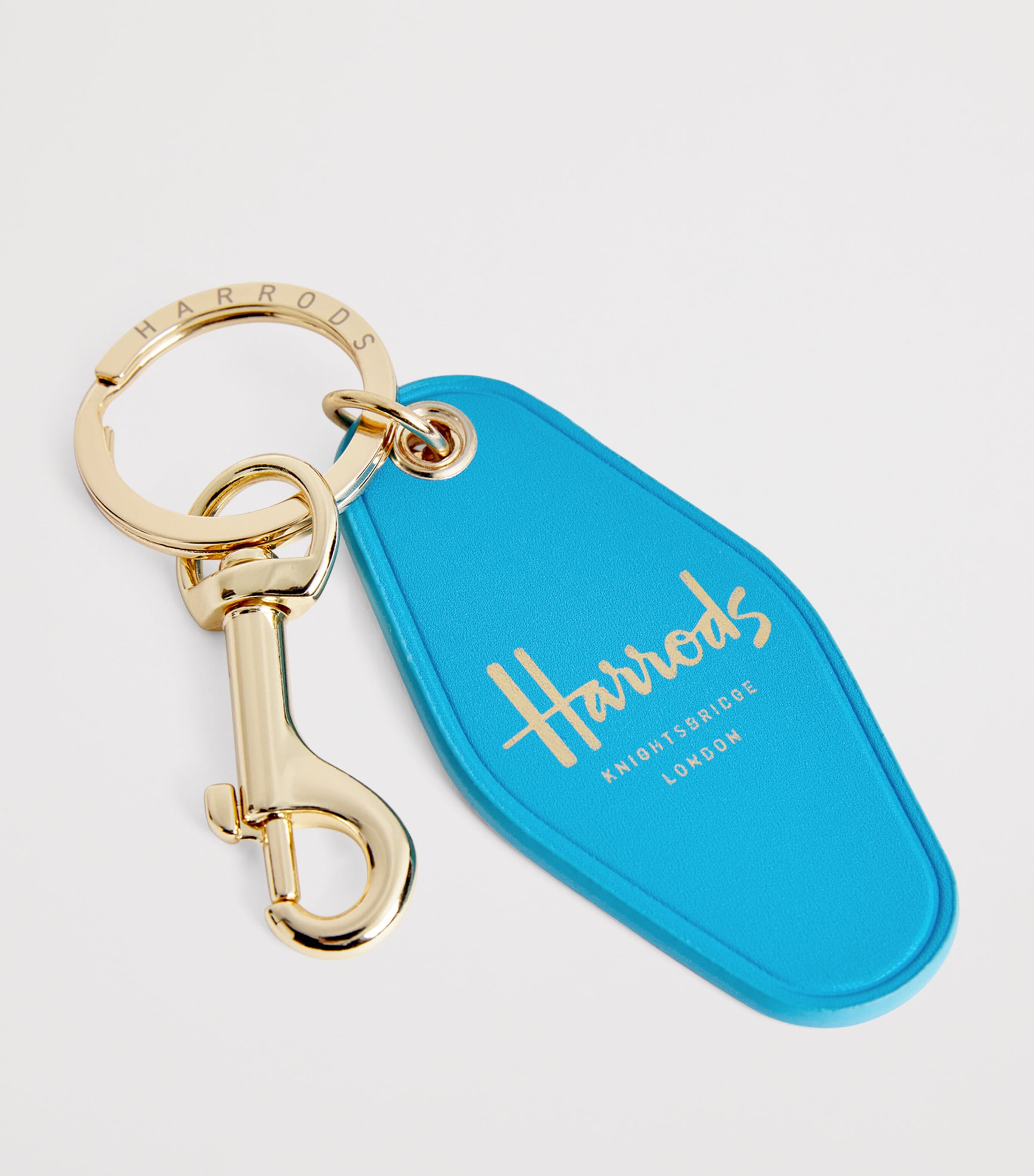 Harrods Leather Pool House Keyring In Blue