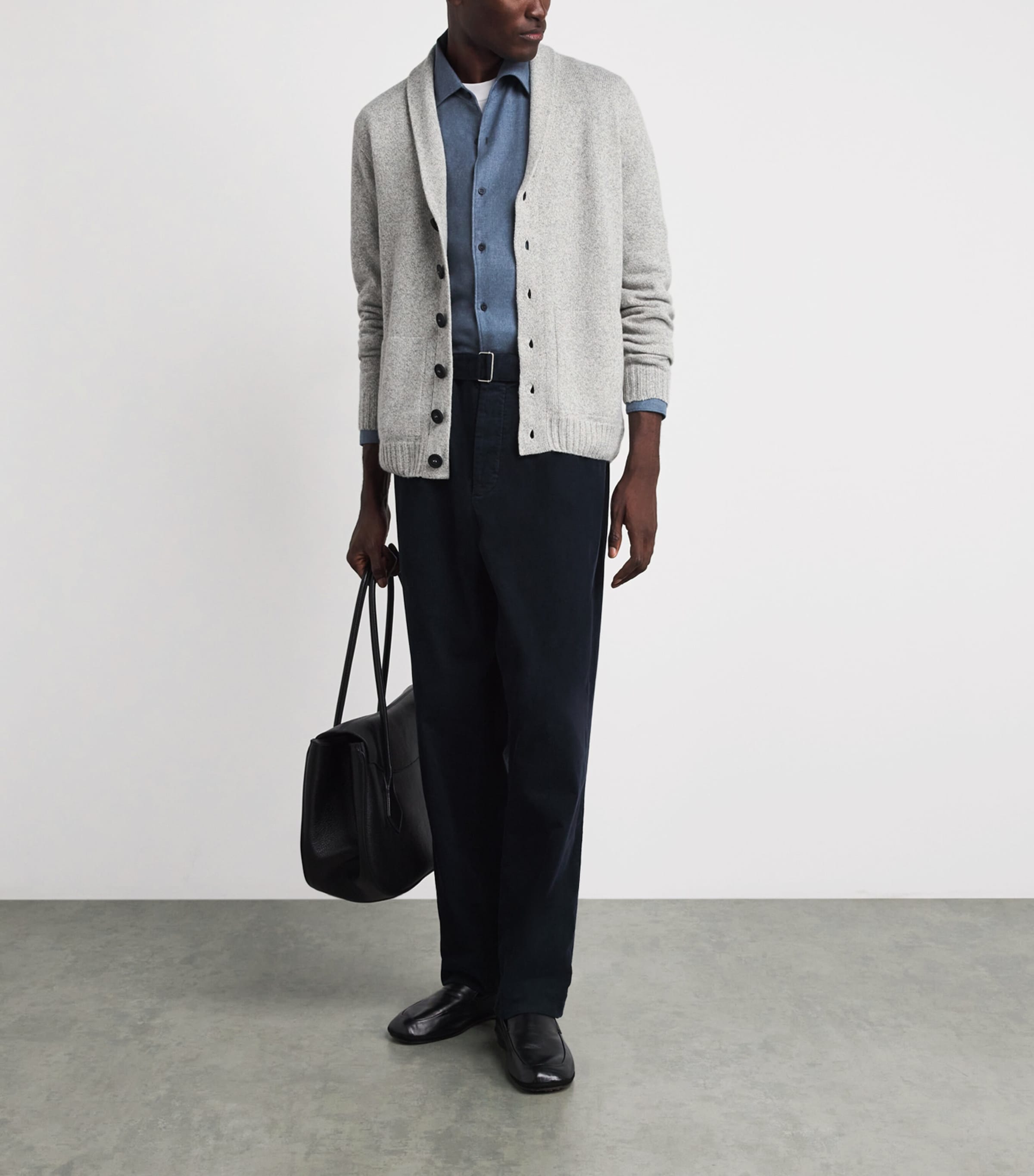 John Smedley Mens Recycled Cashmere-Wool Rockford Shawl Cardigan Polar Image 2