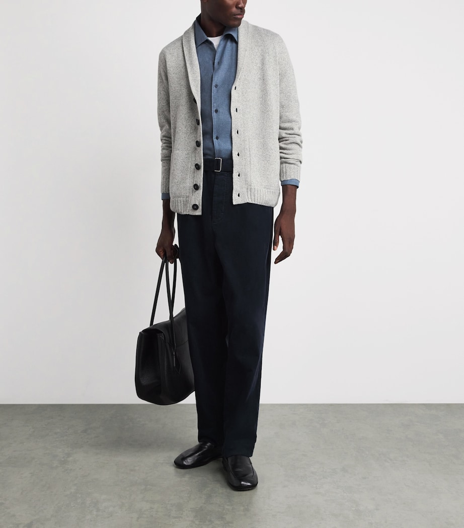 John Smedley Mens Recycled Cashmere-Wool Rockford Shawl Cardigan Polar Image 2