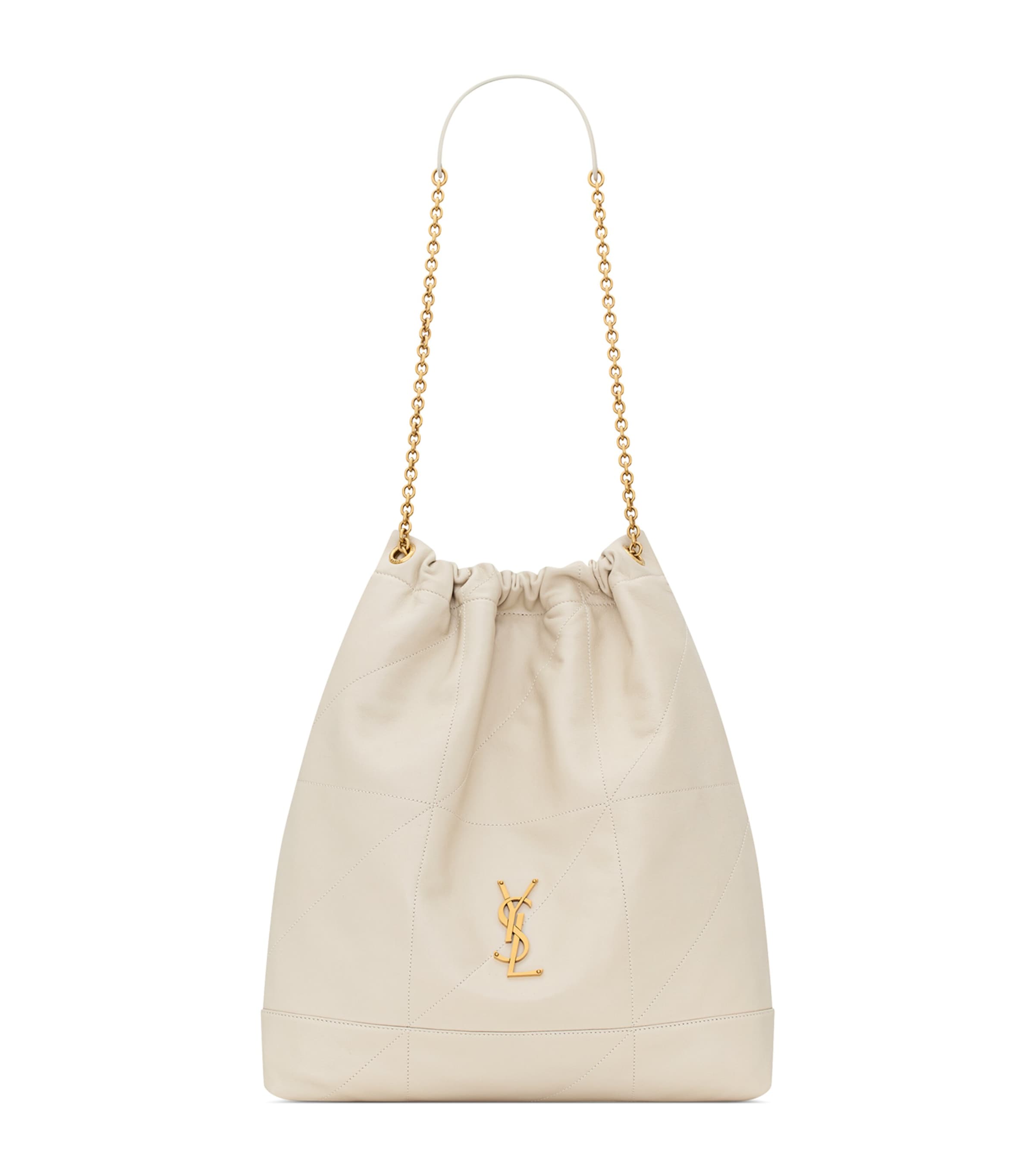 Saint Laurent Large Leather Jamie Pochon Shoulder Bag In White