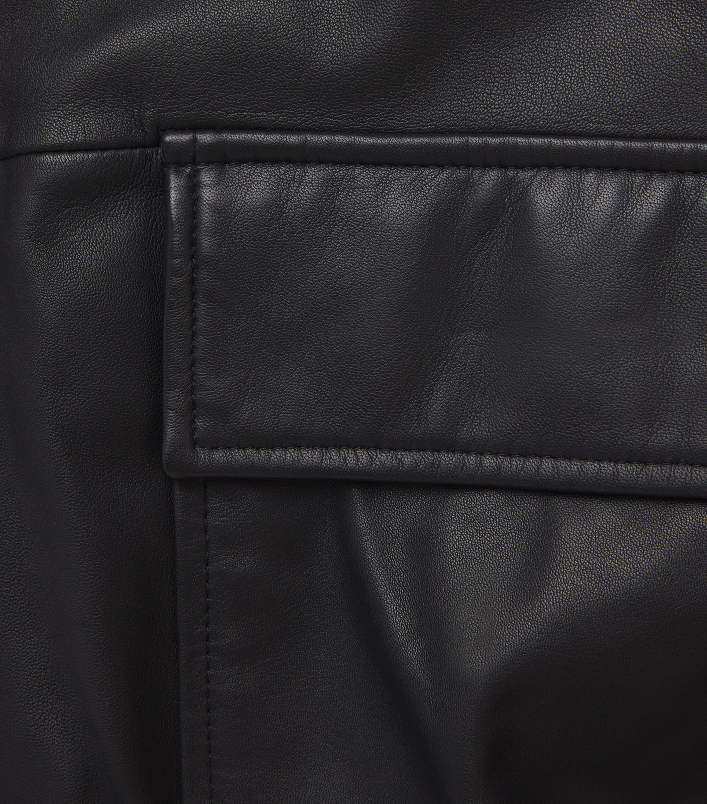 Leather Piston Bomber Jacket BLACK Image 5
