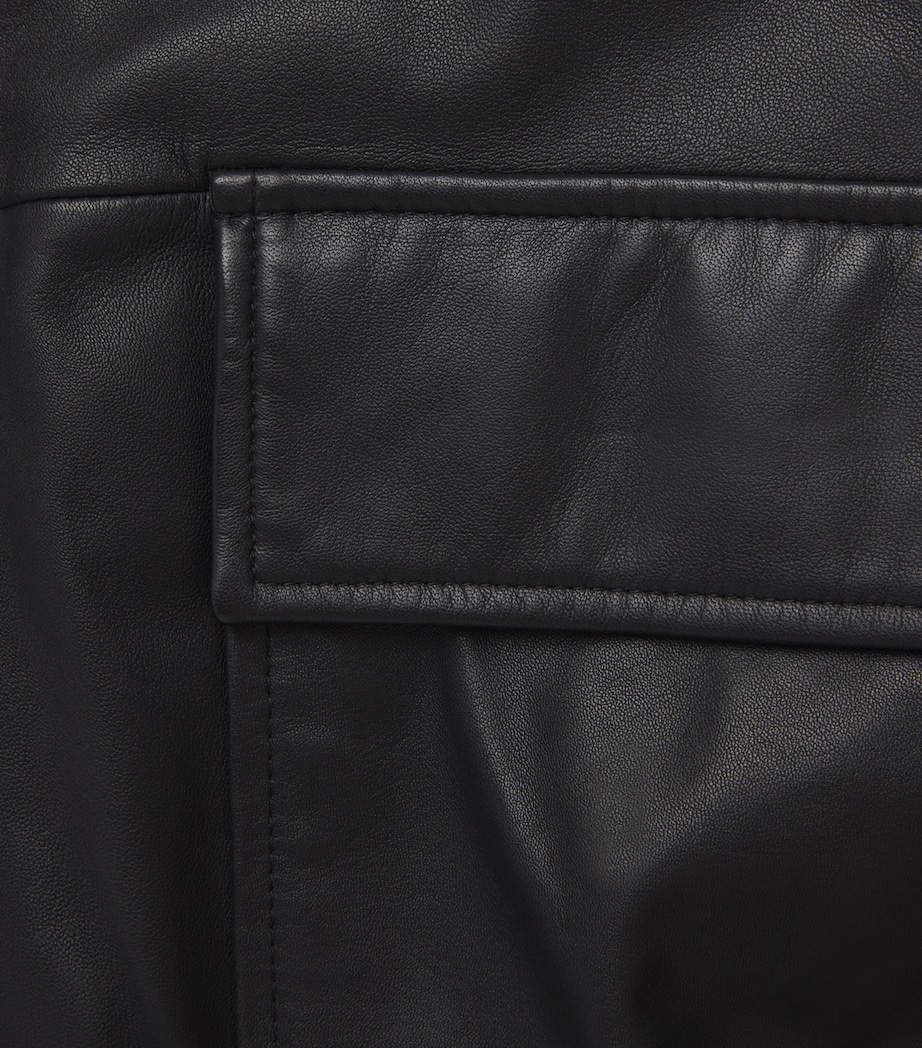 Leather Piston Bomber Jacket BLACK Image 5