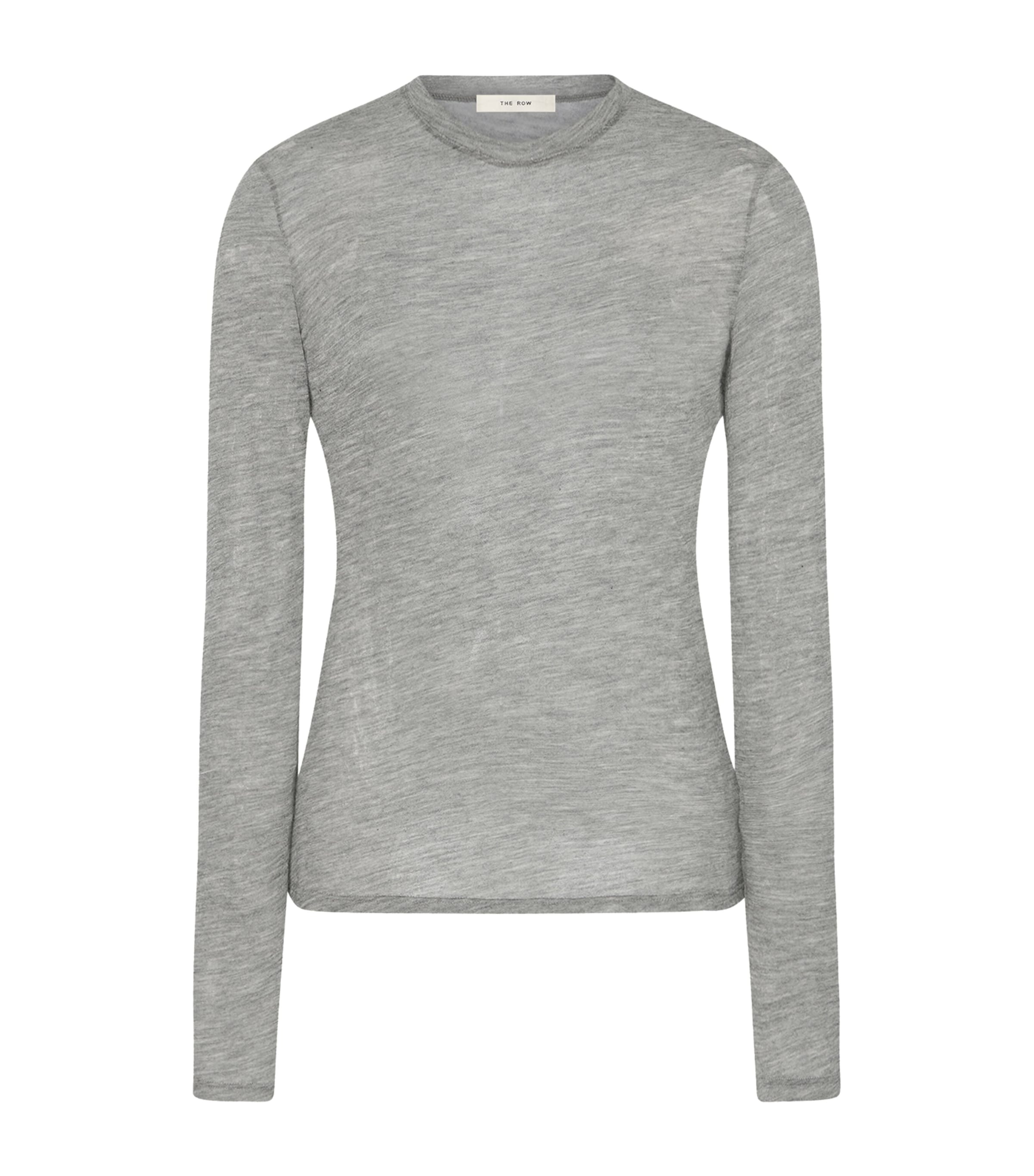 The Row Inverness Cashmere Long-sleeve T-shirt In Gray