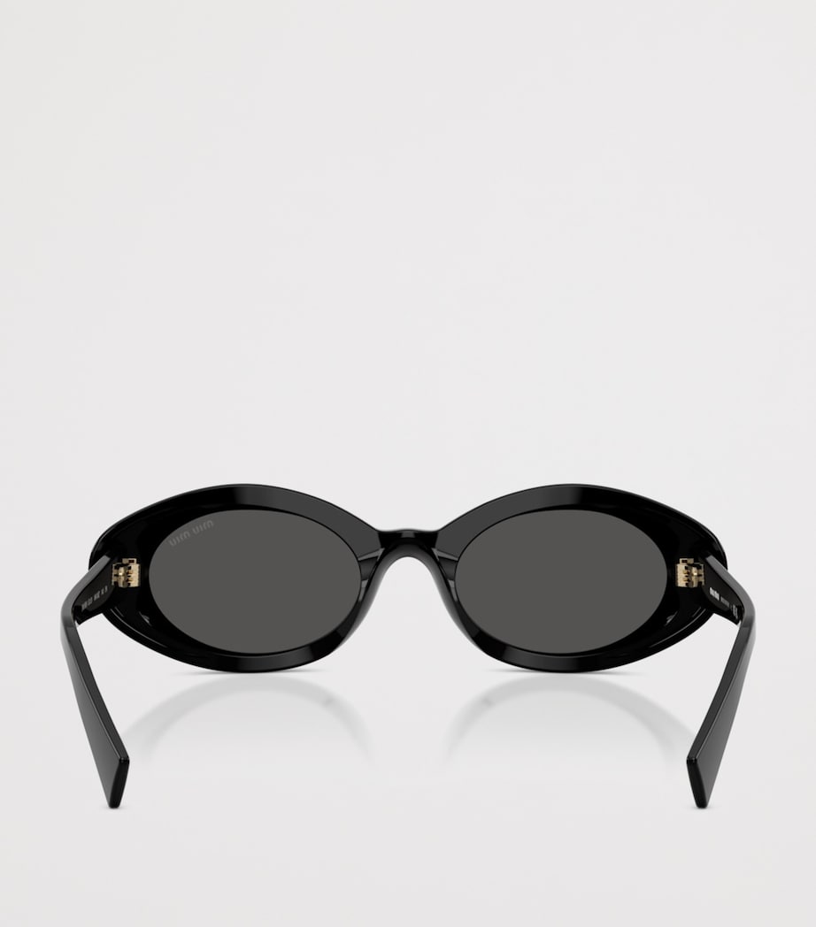 Miu Miu Oval Wrap-Around Sunglasses Black Image 4