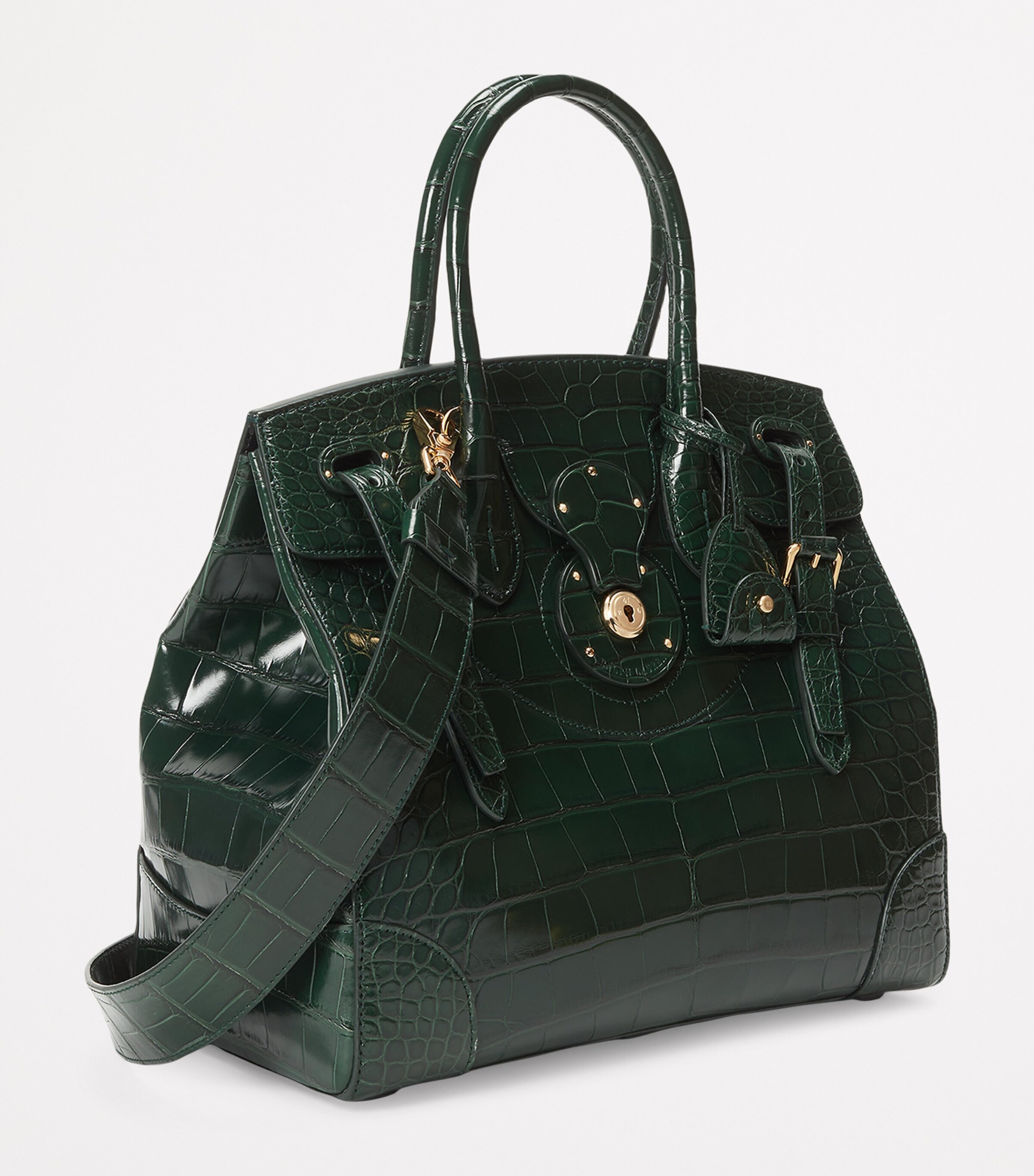 Ralph Lauren Collection Alligator Leather Ricky 33 Top-Handle Bag Harrods Green (tbc) Image 2