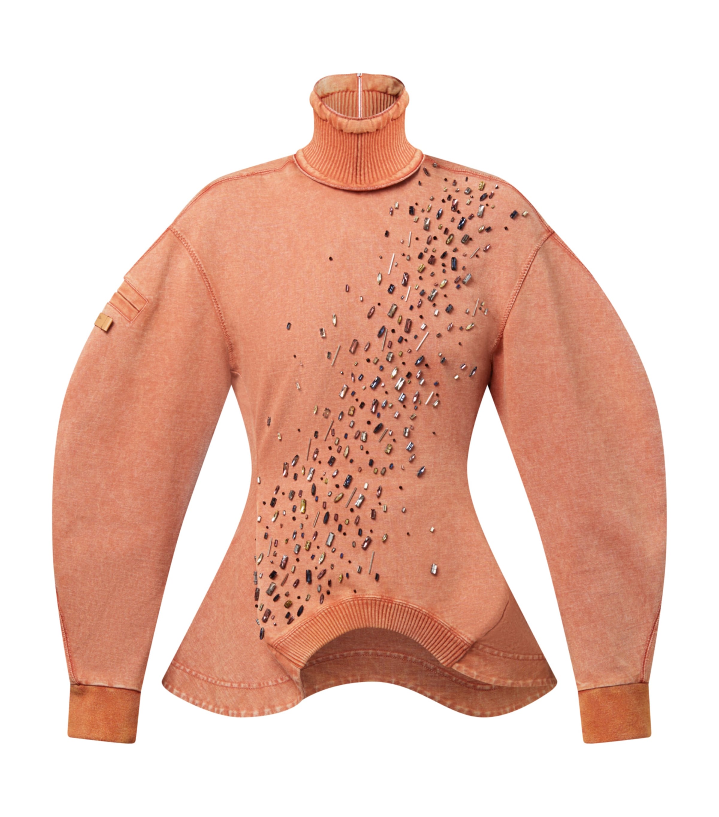 Cotton Embellished Rollneck Sweatshirt PINK Image 1