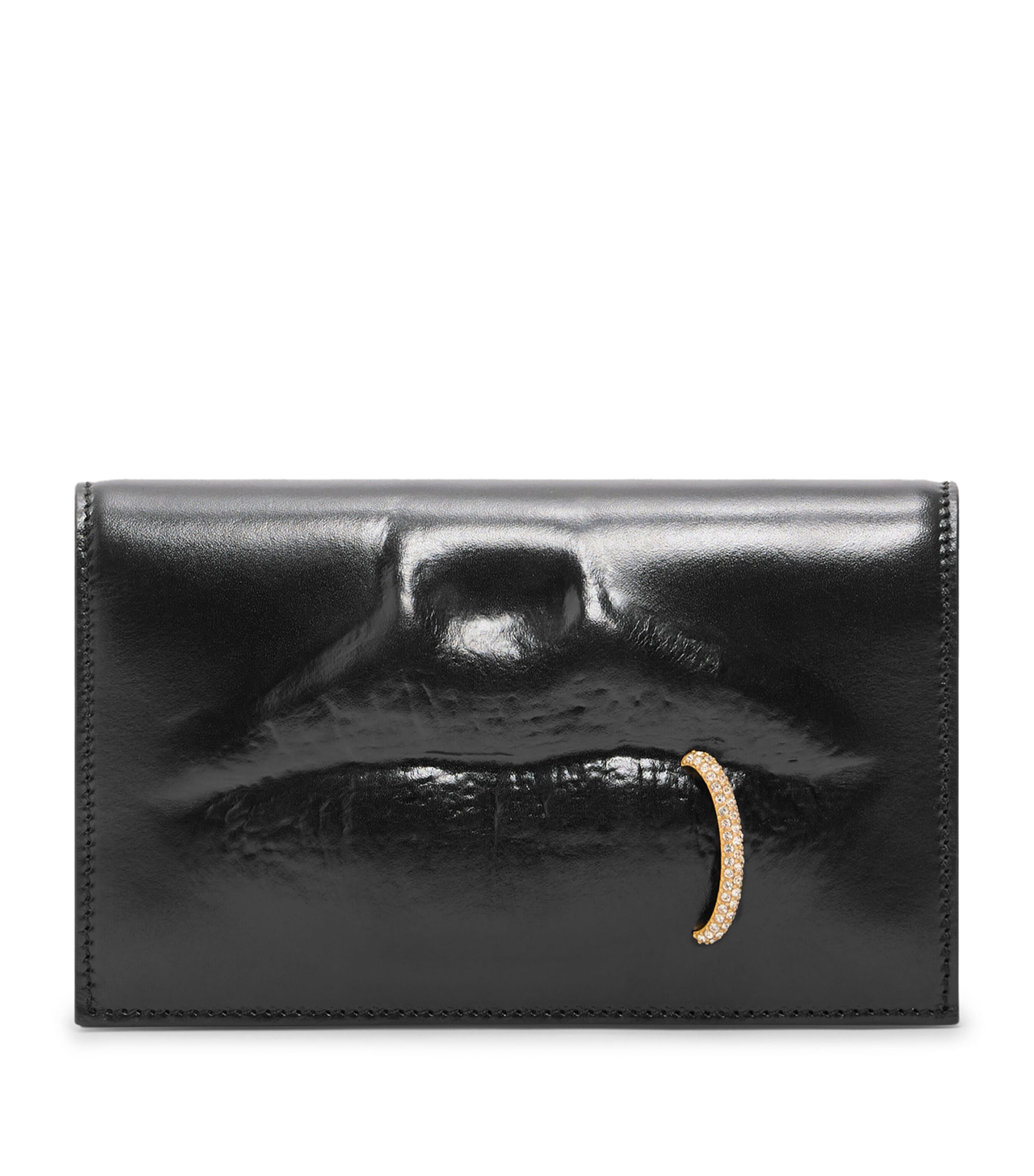 Schiaparelli Leather Moulded Mouth Clutch Bag Black Image 1