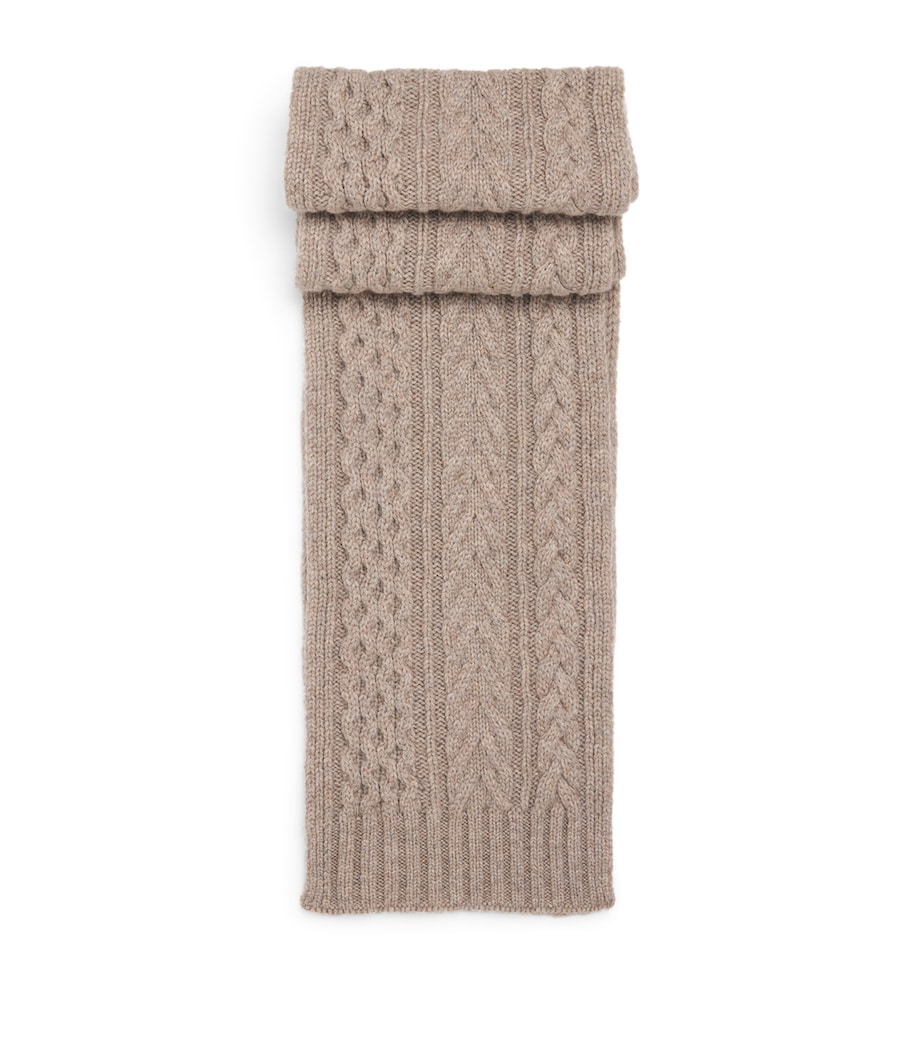 Cashmere Aran Cable Knit Scarf HB4334 ASH Image 1