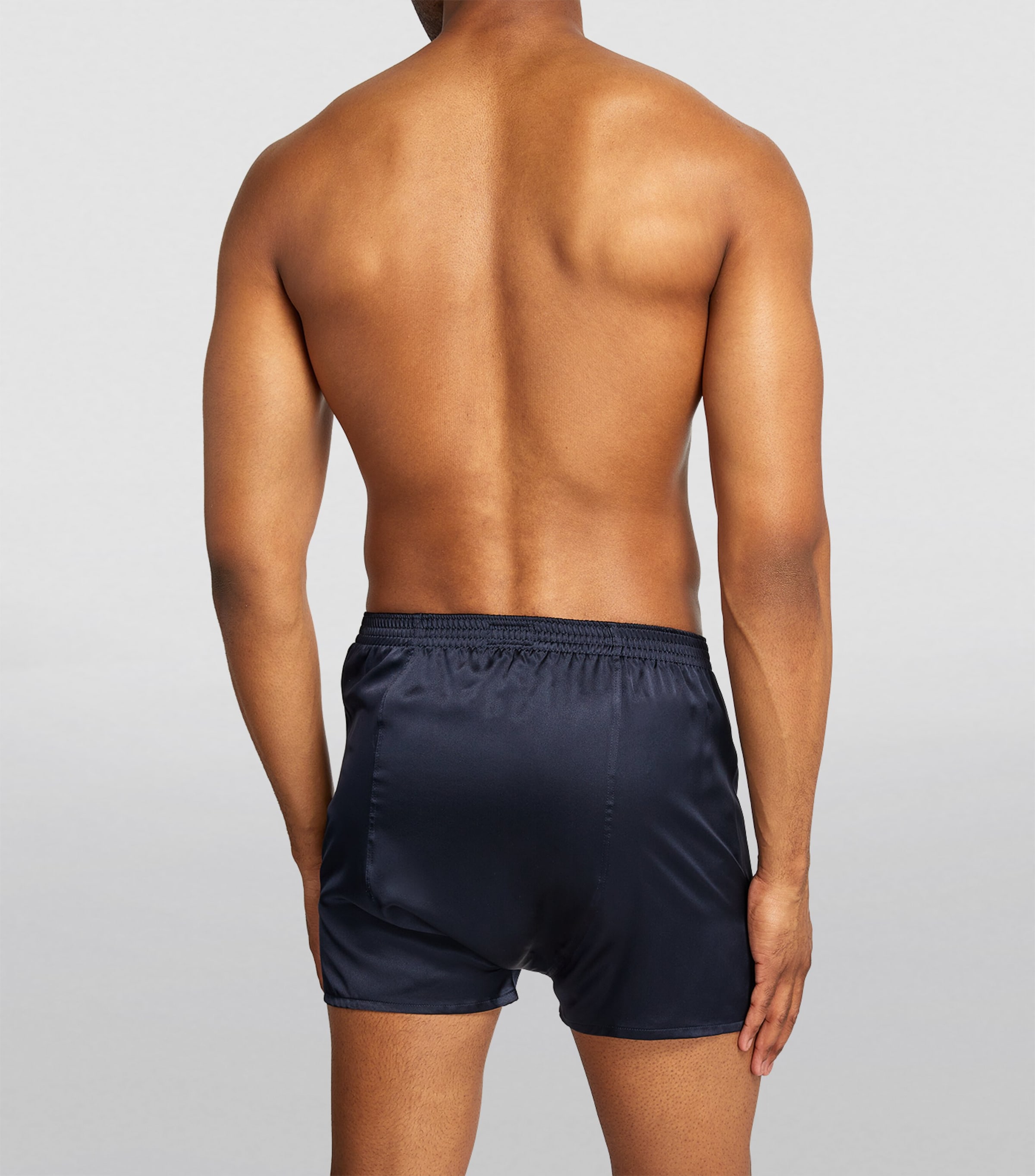 Derek Rose Mens Silk Boxer Shorts Navy Image 3