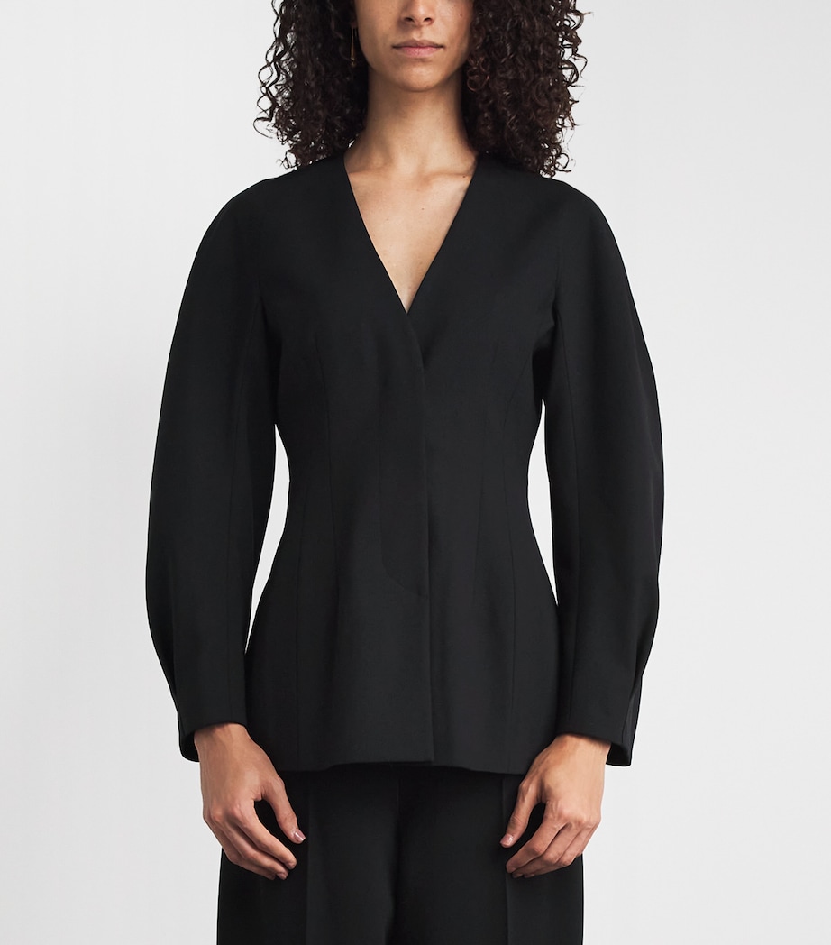 RETORI Womens Virgin Wool Hourglass Blazer Black Image 4