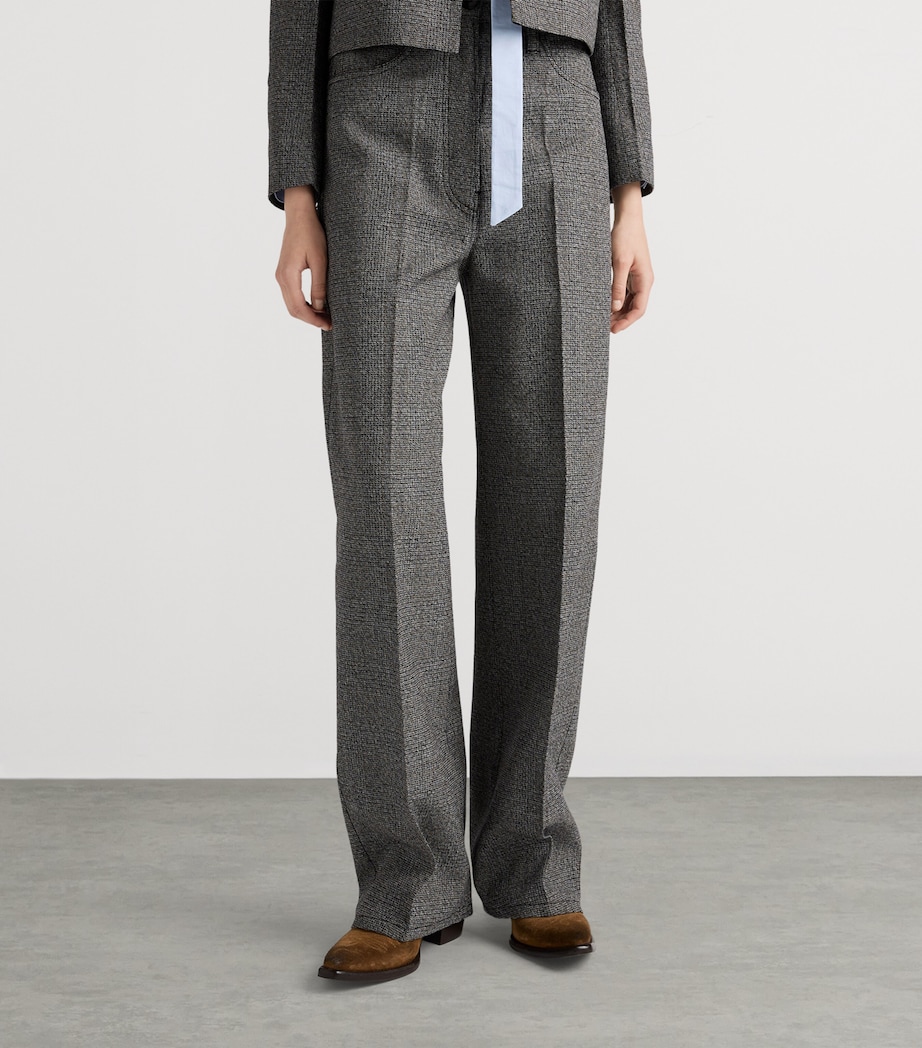 Cotton-Wool Prince of Wales Tailored Trousers F0480 Image 3