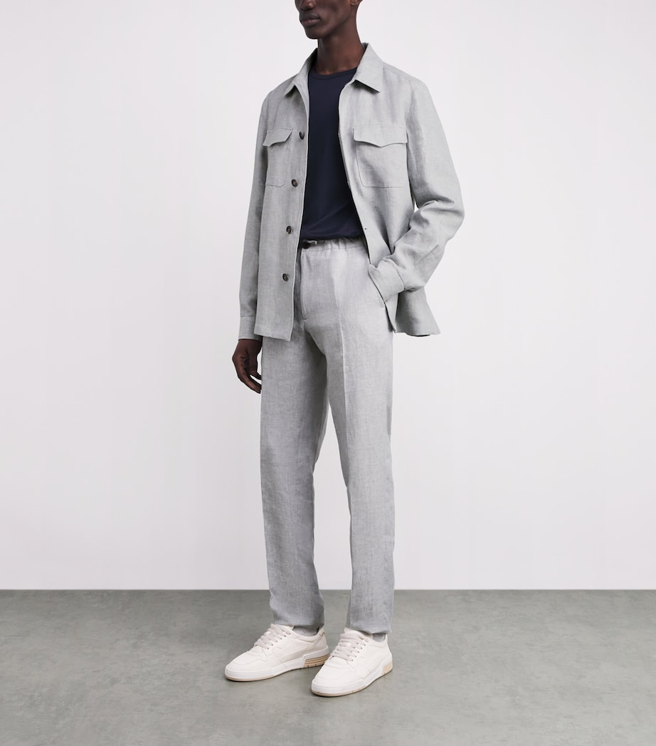 Linen Drawstring Tailored Trousers 5490-GRIGIO Image 2