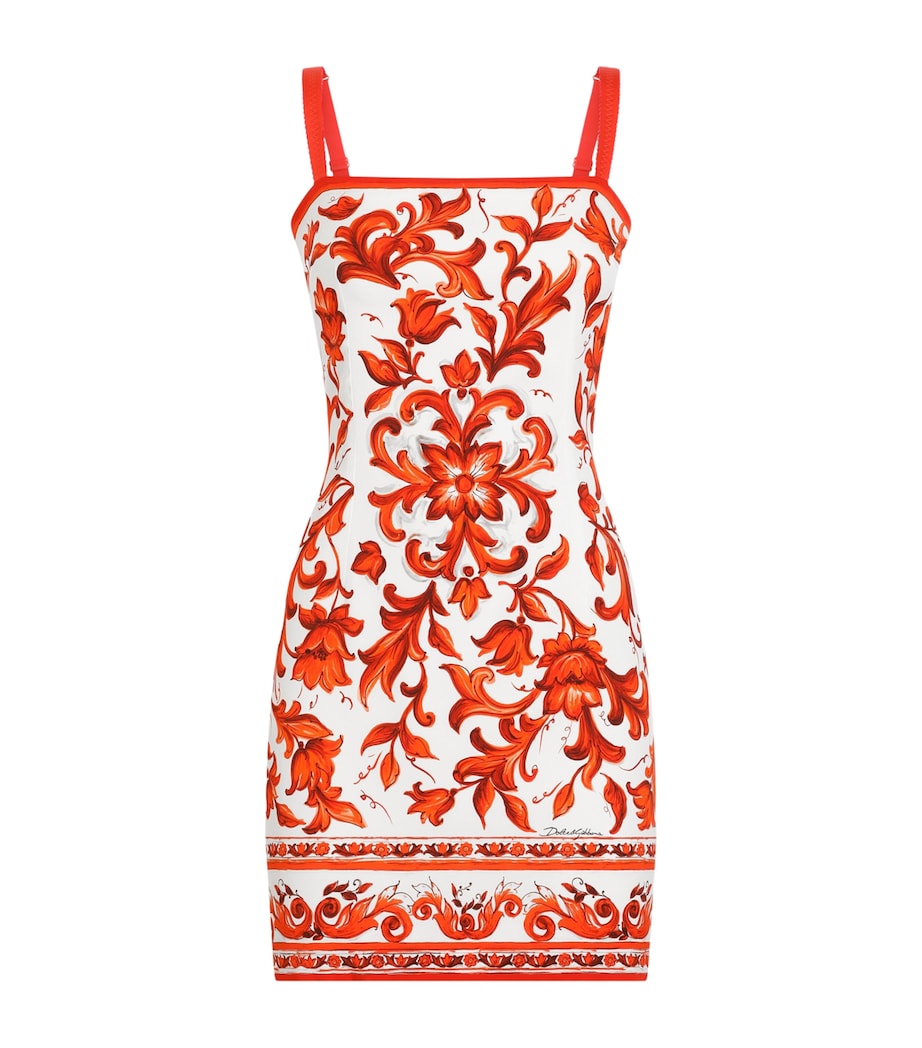 Dolce&Gabbana Womens Silk-Blend Majolica Print Mini Dress Combined Colou Image 1