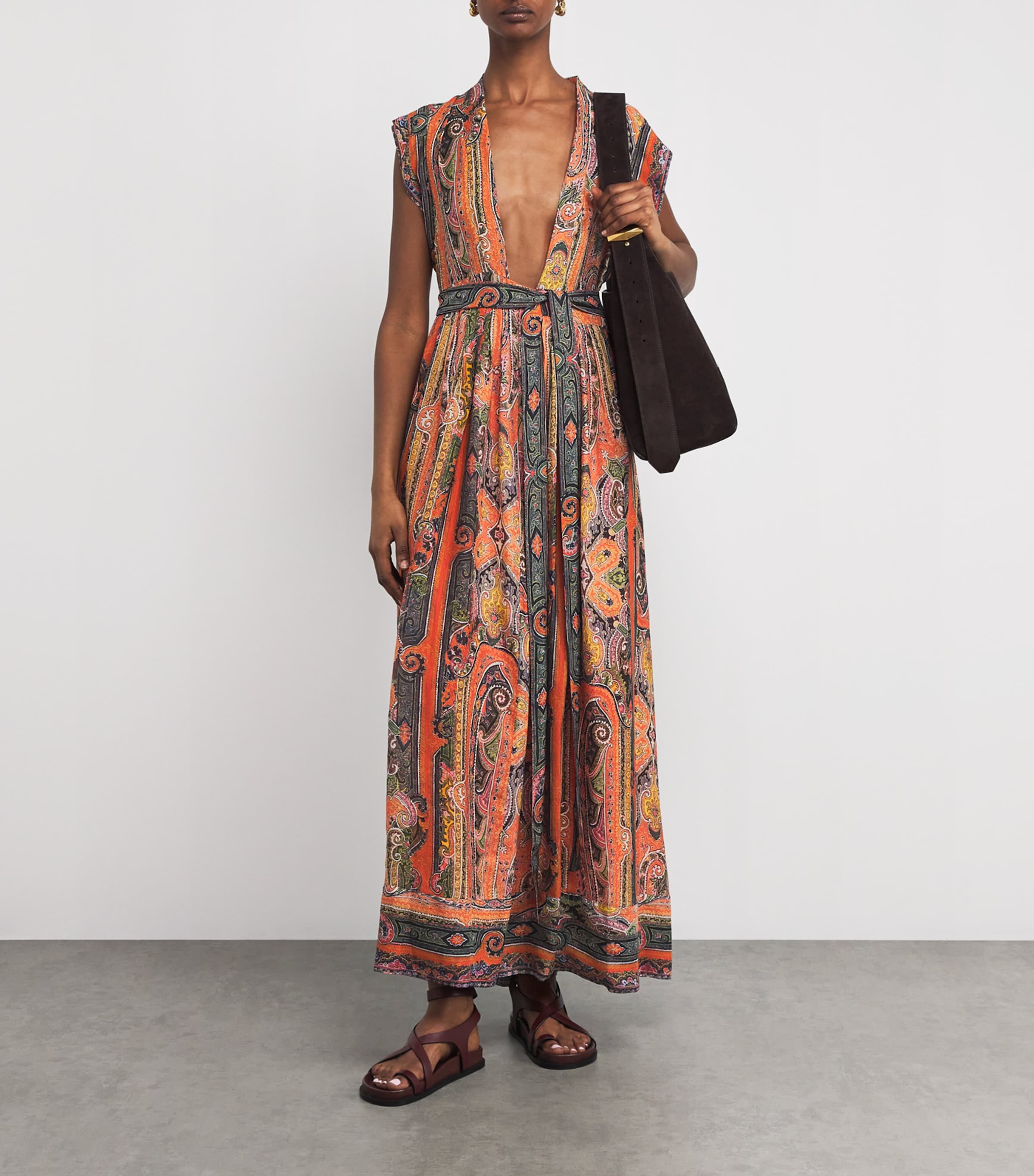 Isabel Marant Womens Silk Melissa Maxi Dress Orange Image 2