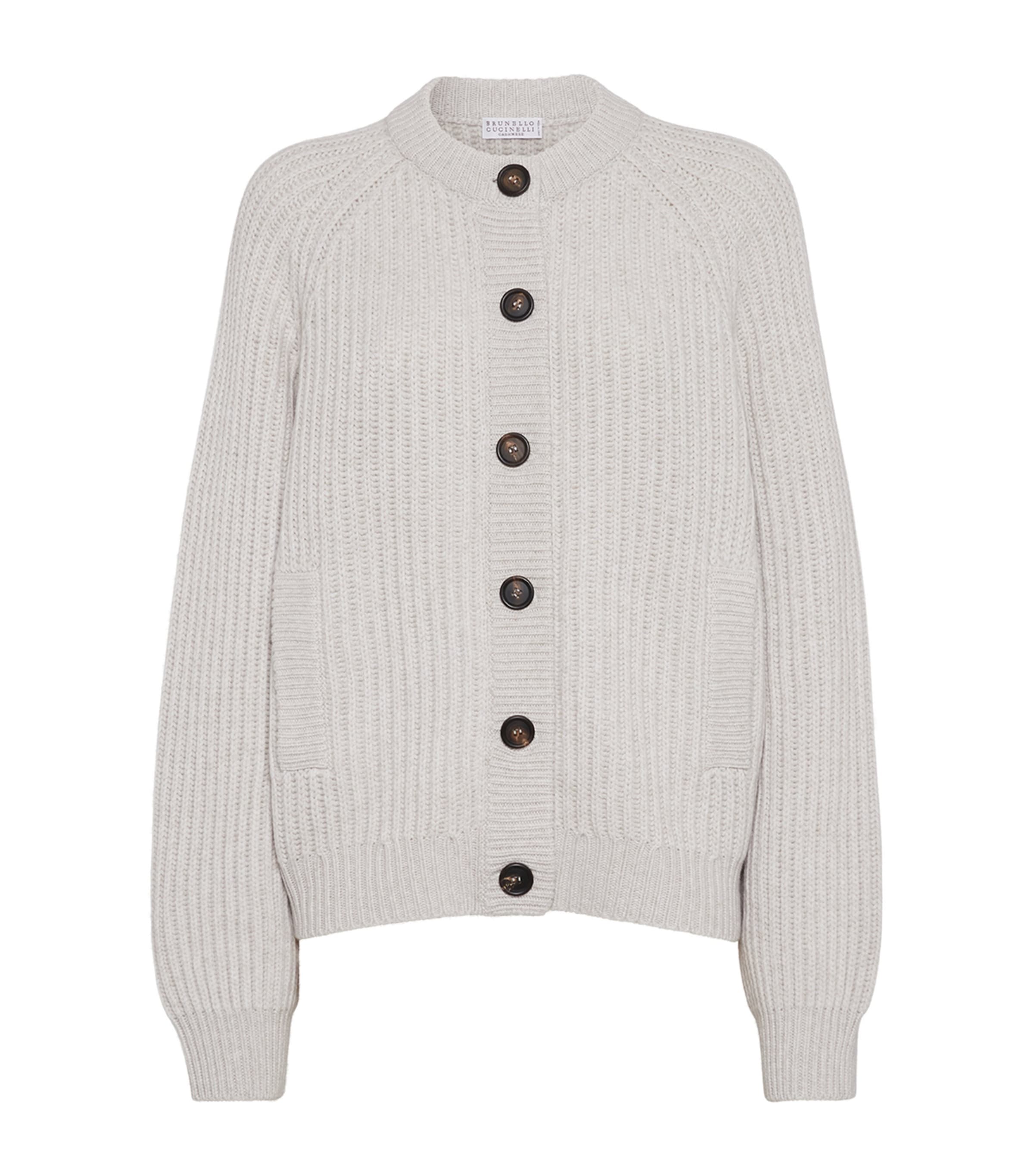 Brunello Cucinelli Cashmere Cardigan In White