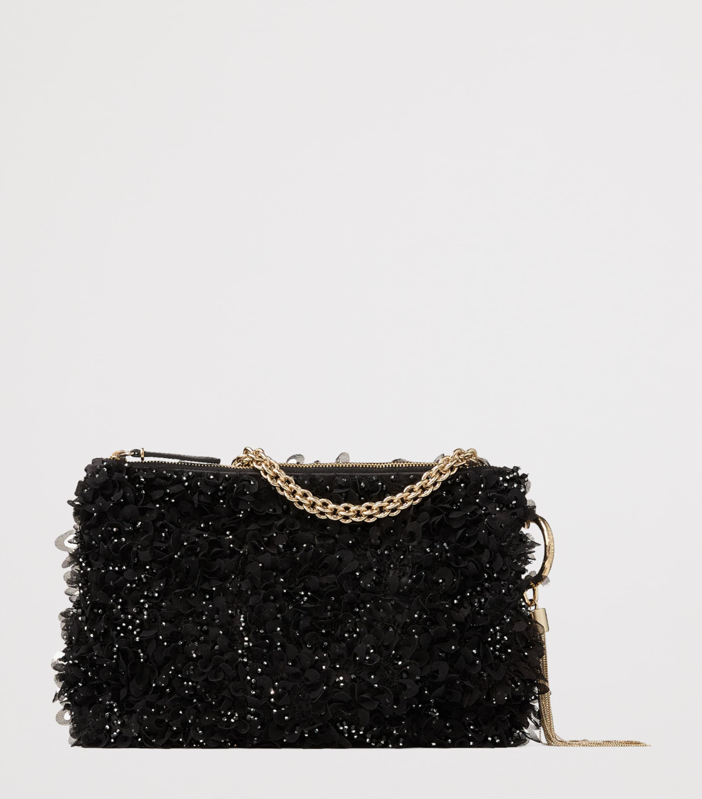 Callie Crystal-Embellished Satin Clutch Bag BLACK/LIGHT GOLD Image 5