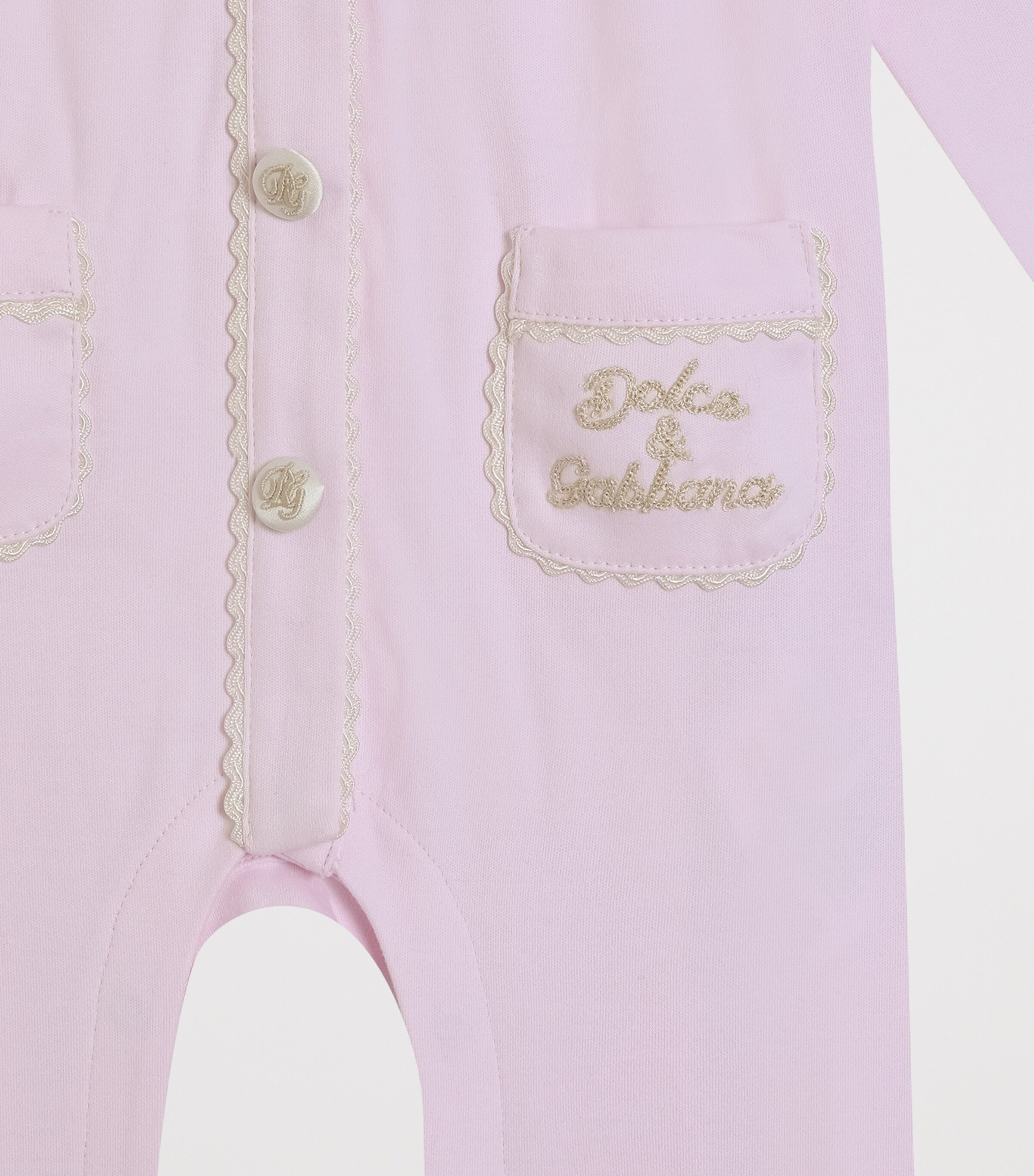 Dolce&Gabbana Kids Cotton Logo All-In-One, Bib and Hat Set (0-24 Months) Very Light Pow Image 4