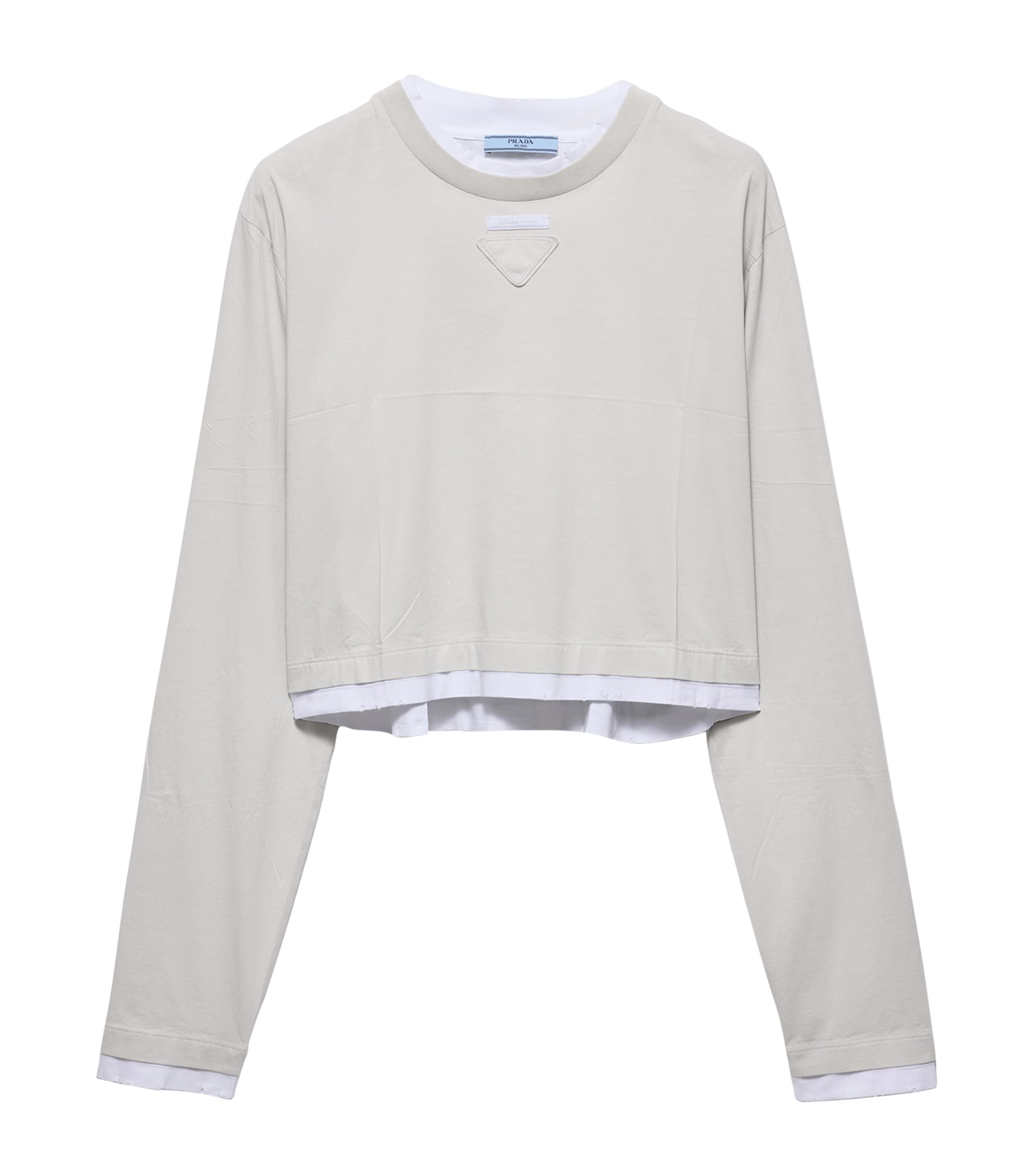 Prada Womens Layered Long-Sleeve T-Shirt Grey Image 1