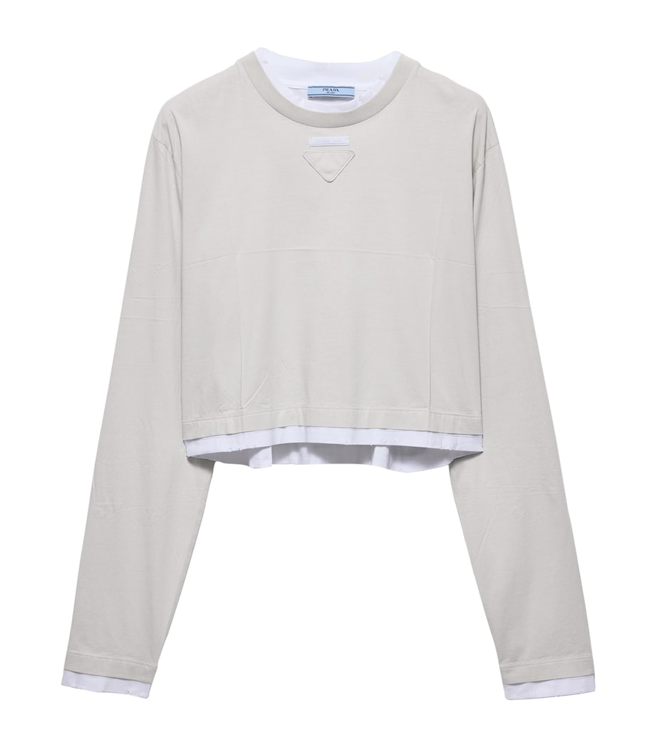 Prada Womens Layered Long-Sleeve T-Shirt Grey Image 1