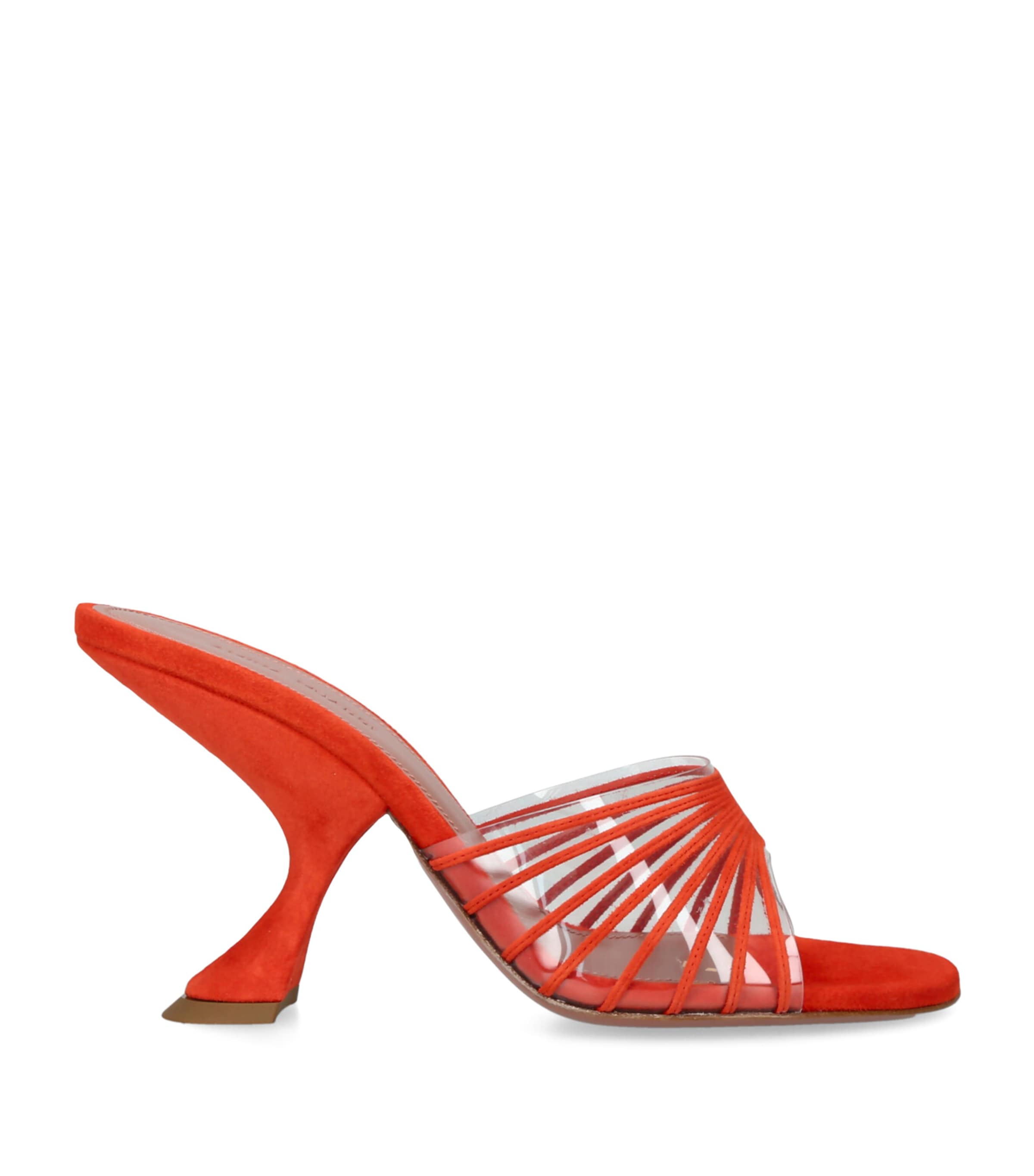 Amina Muaddi Suede Mookie Heeled Mules 90 Orange Image 1