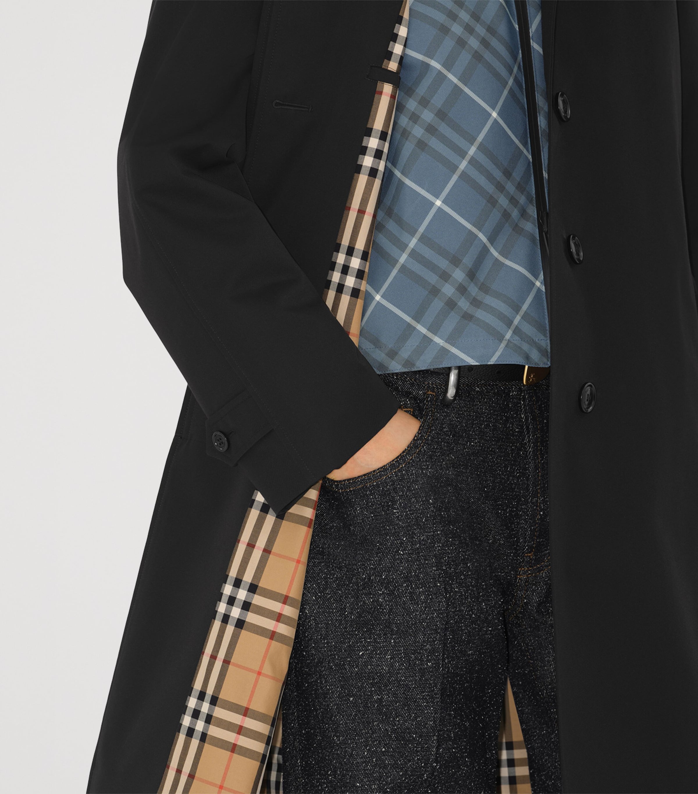 Gabardine Mid-Length Camden Heritage Car Coat BLACK Image 6