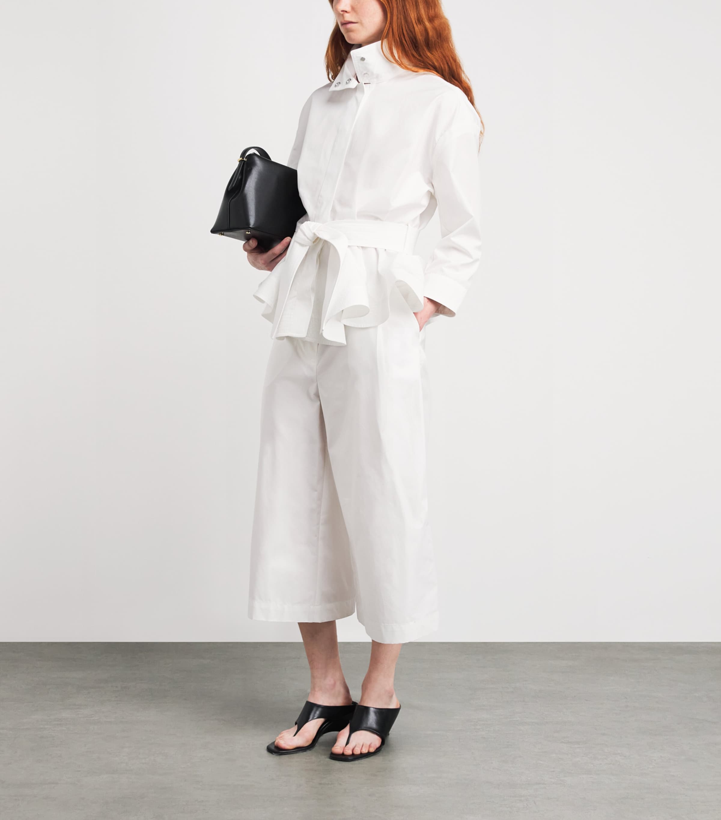 Jacquemus White Cotton Marin Cropped Trousers | Harrods US