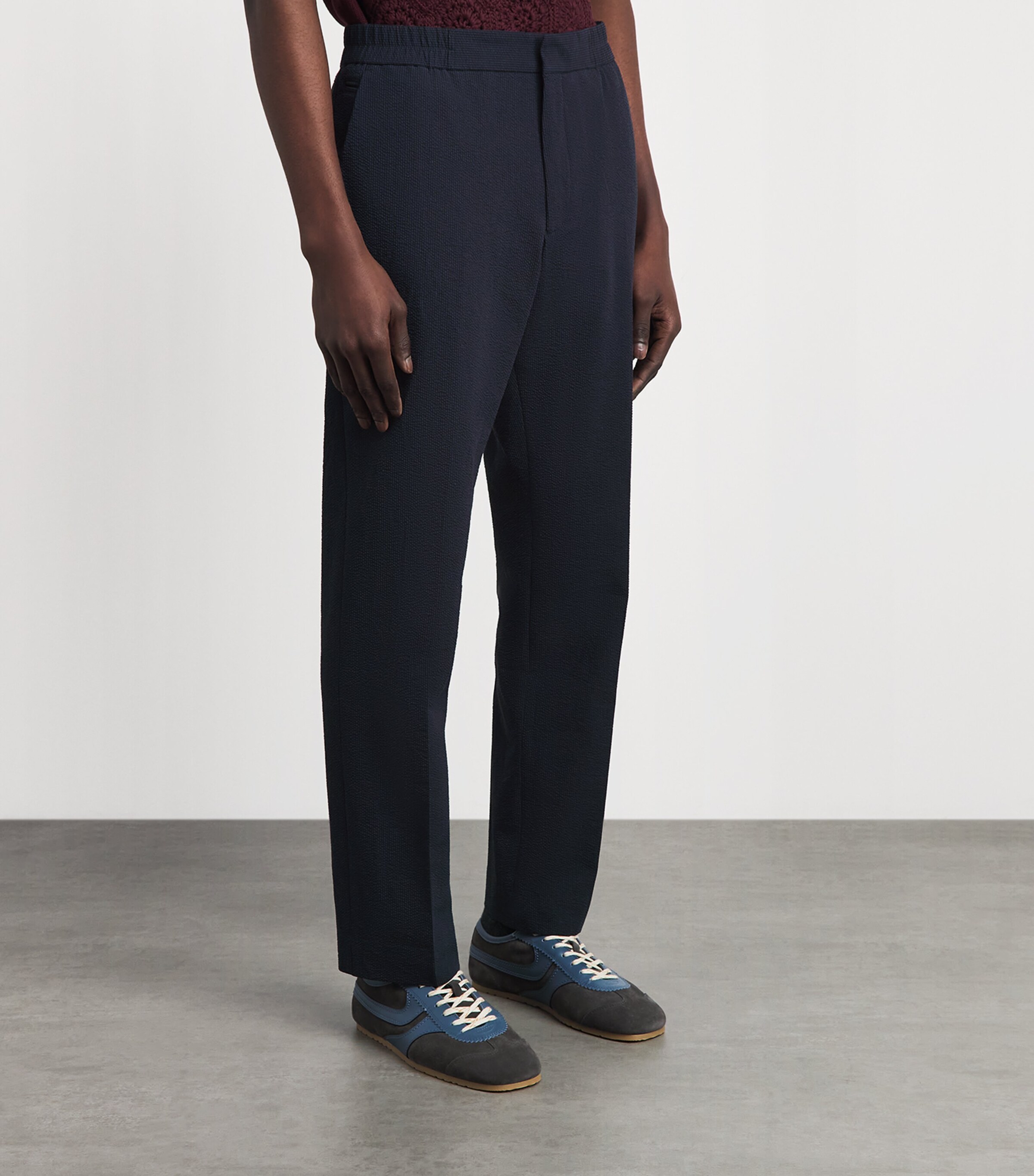 Paul Smith Mens Cotton-Blend Seersucker Trousers Image 4