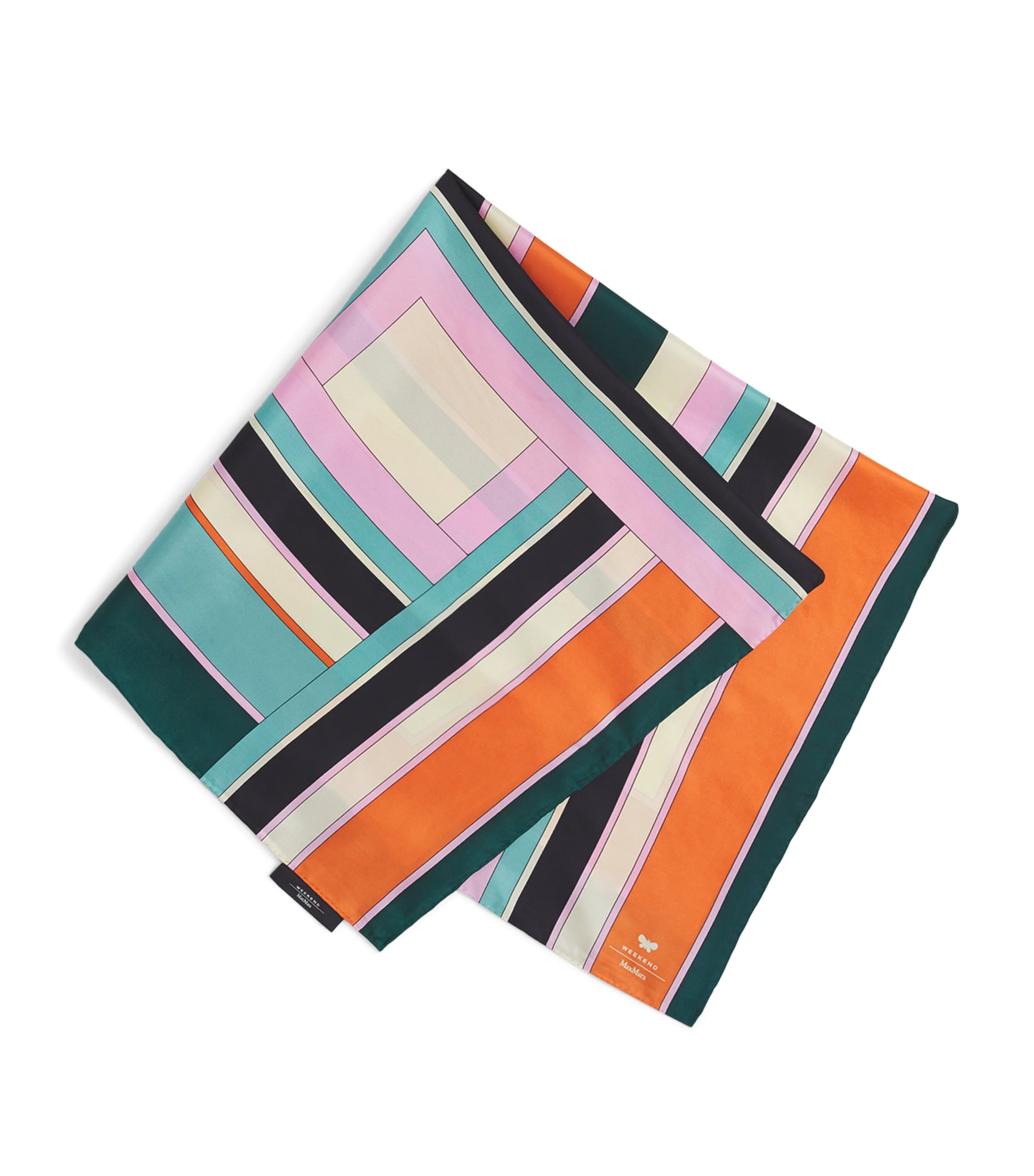 Weekend Max Mara Silk Geometric Square Scarf In Pink