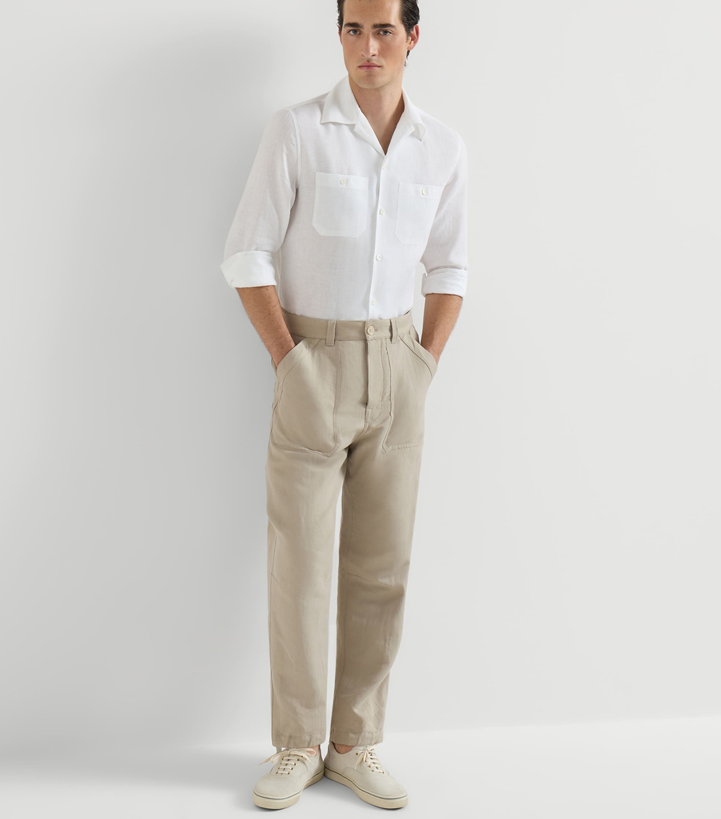 Brunello Cucinelli Mens Linen-Cotton Drill Trousers Image 4