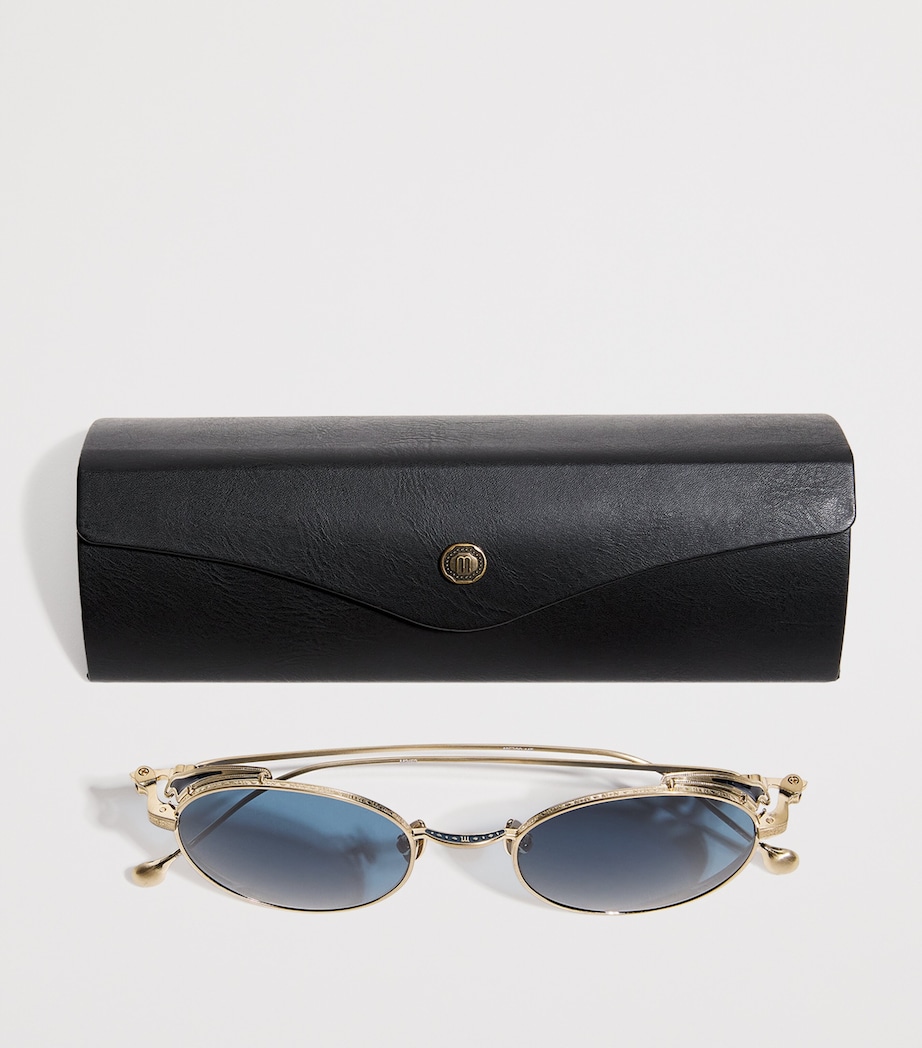 M3152 Round Sunglasses BRUSHED GOLD BLUE Image 4