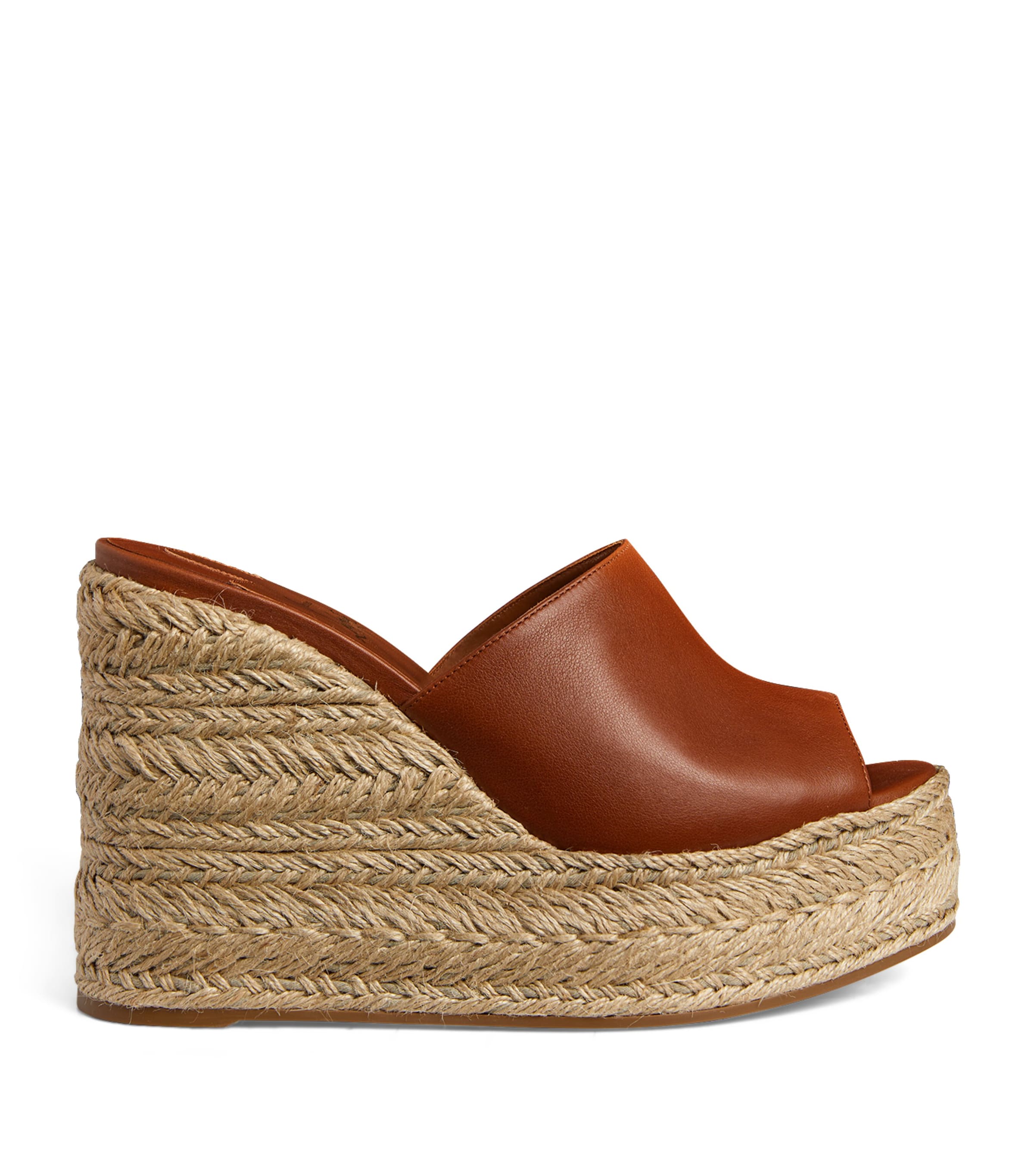 Christian Louboutin Ariella Zeppa Leather Wedge Espadrilles 130 In Red
