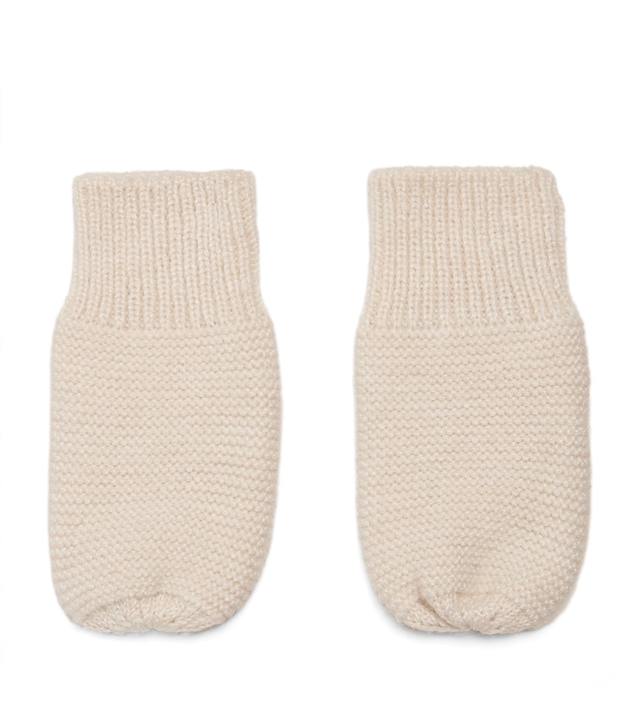 Knitted Contrast-Stripe Mittens (0-24 Months) CREAM Image 1