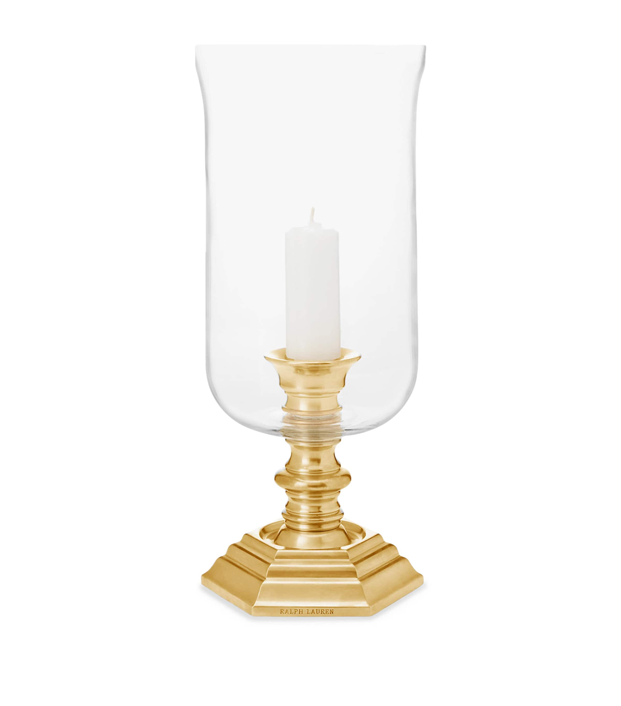 Ralph Lauren Large Classic Hurricane Candle Holder In Gold