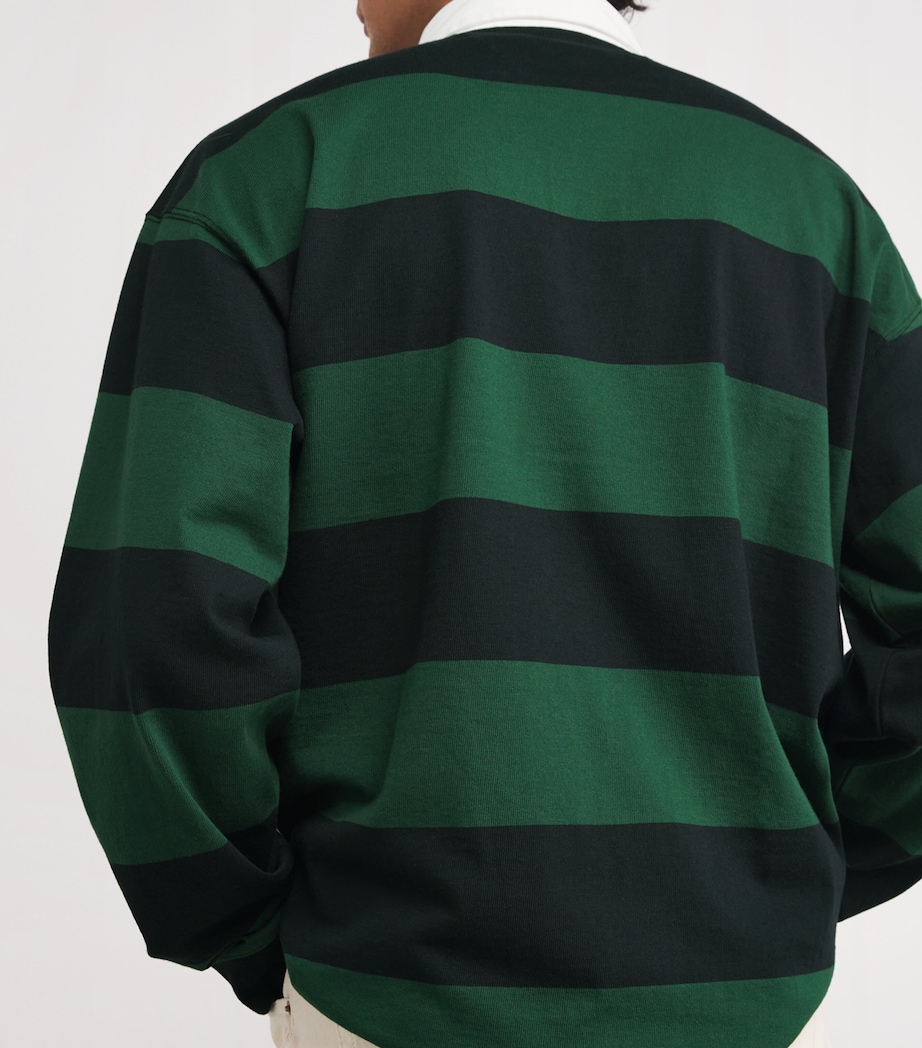 Cotton Stripe Big Fit Rugby Shirt GREEN Image 6