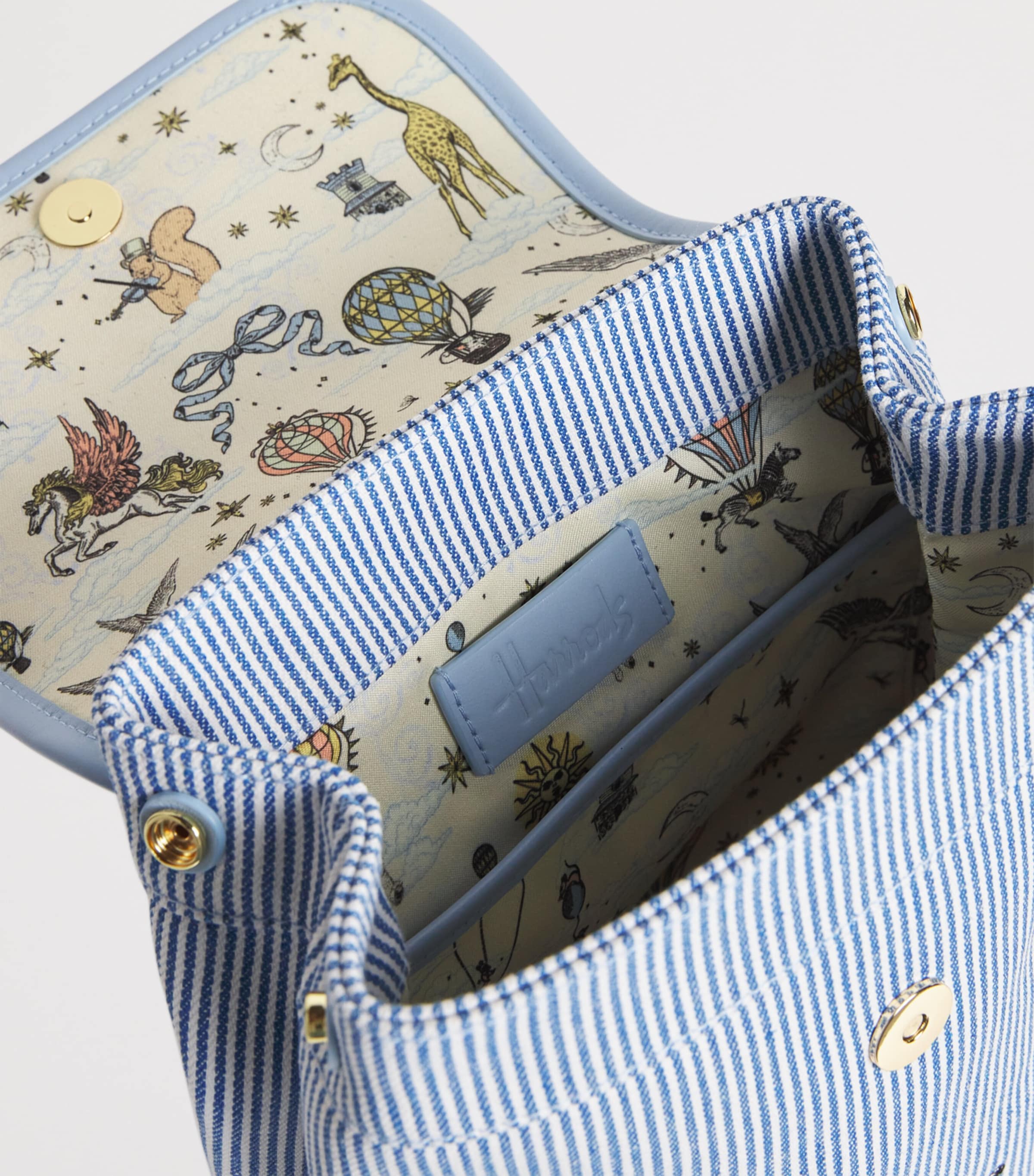 Harrods Embroidered Backpack Blue Image 3