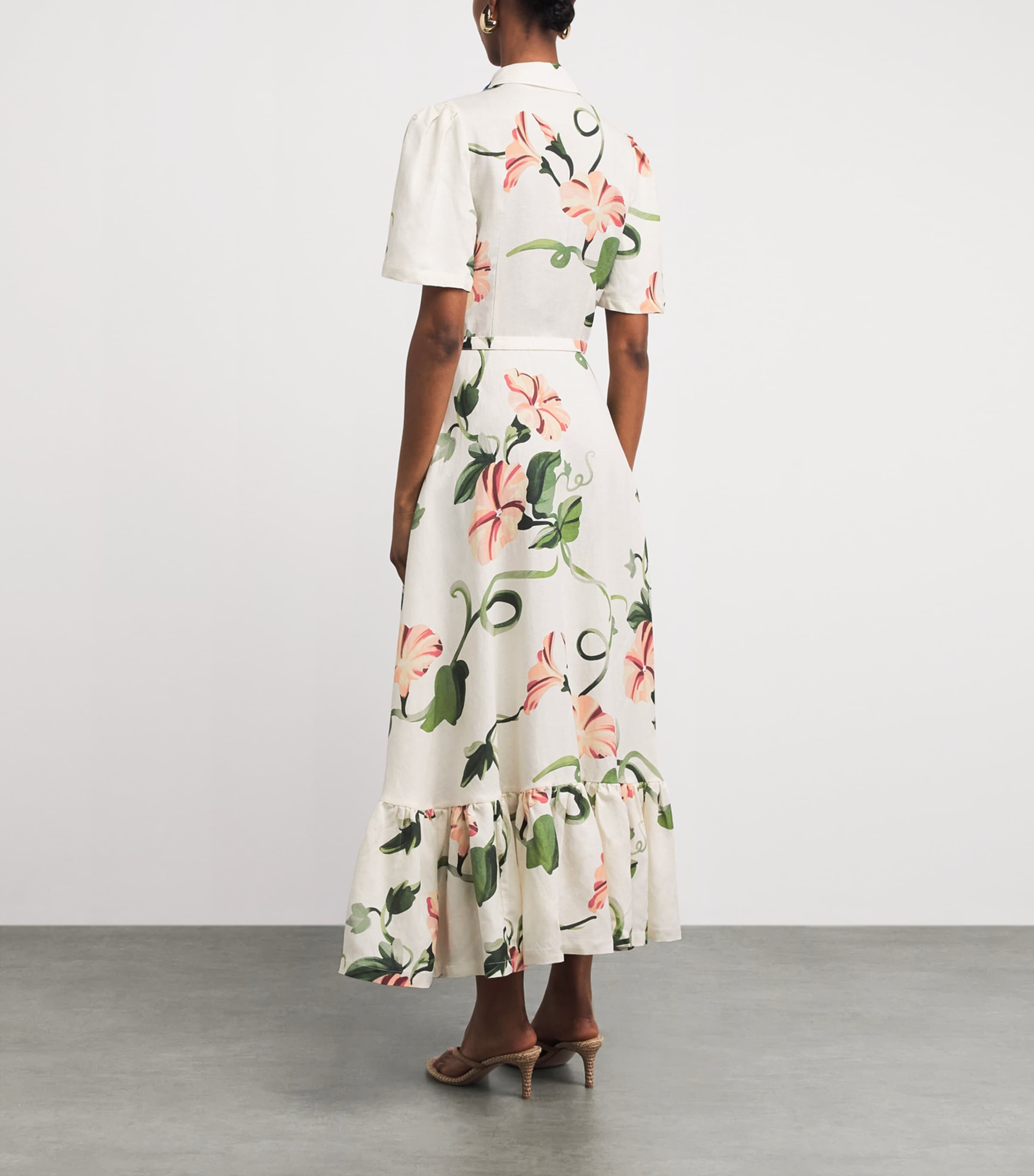 LEO LIN Womens Floral Becca Midi Dress Vine Print In Snow Image 4