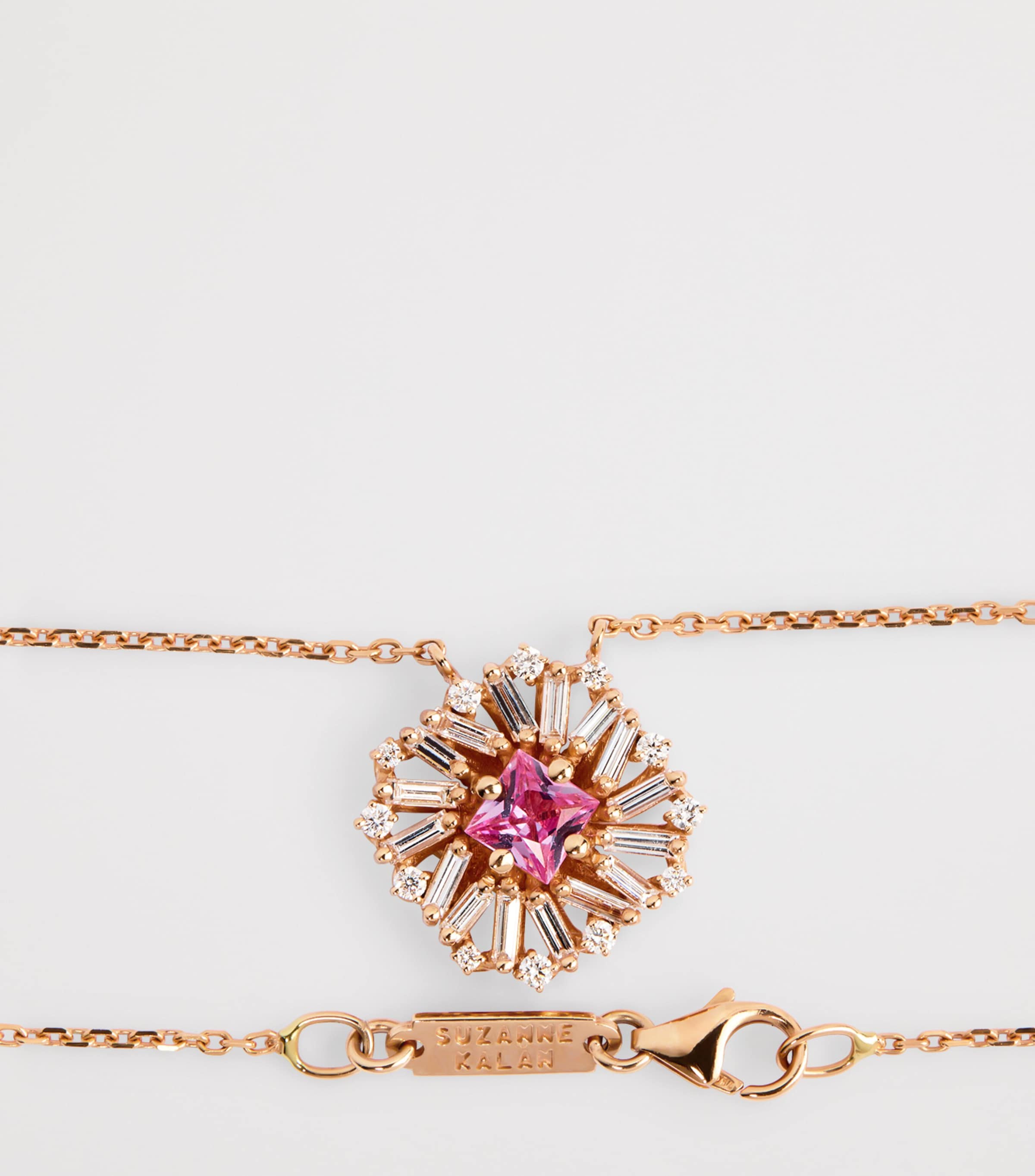 Suzanne Kalan Rose Gold, Diamond and Pink Sapphire Princess Flower Necklace Rg/p Image 5