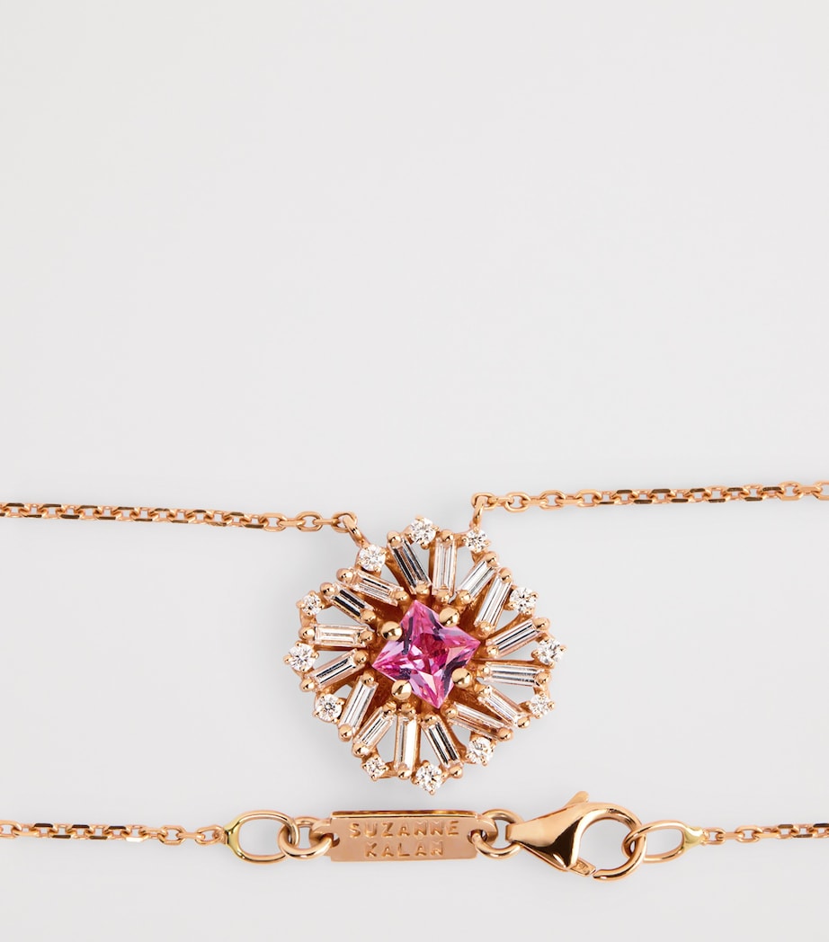 Suzanne Kalan Rose Gold, Diamond and Pink Sapphire Princess Flower Necklace Rg/p Image 5