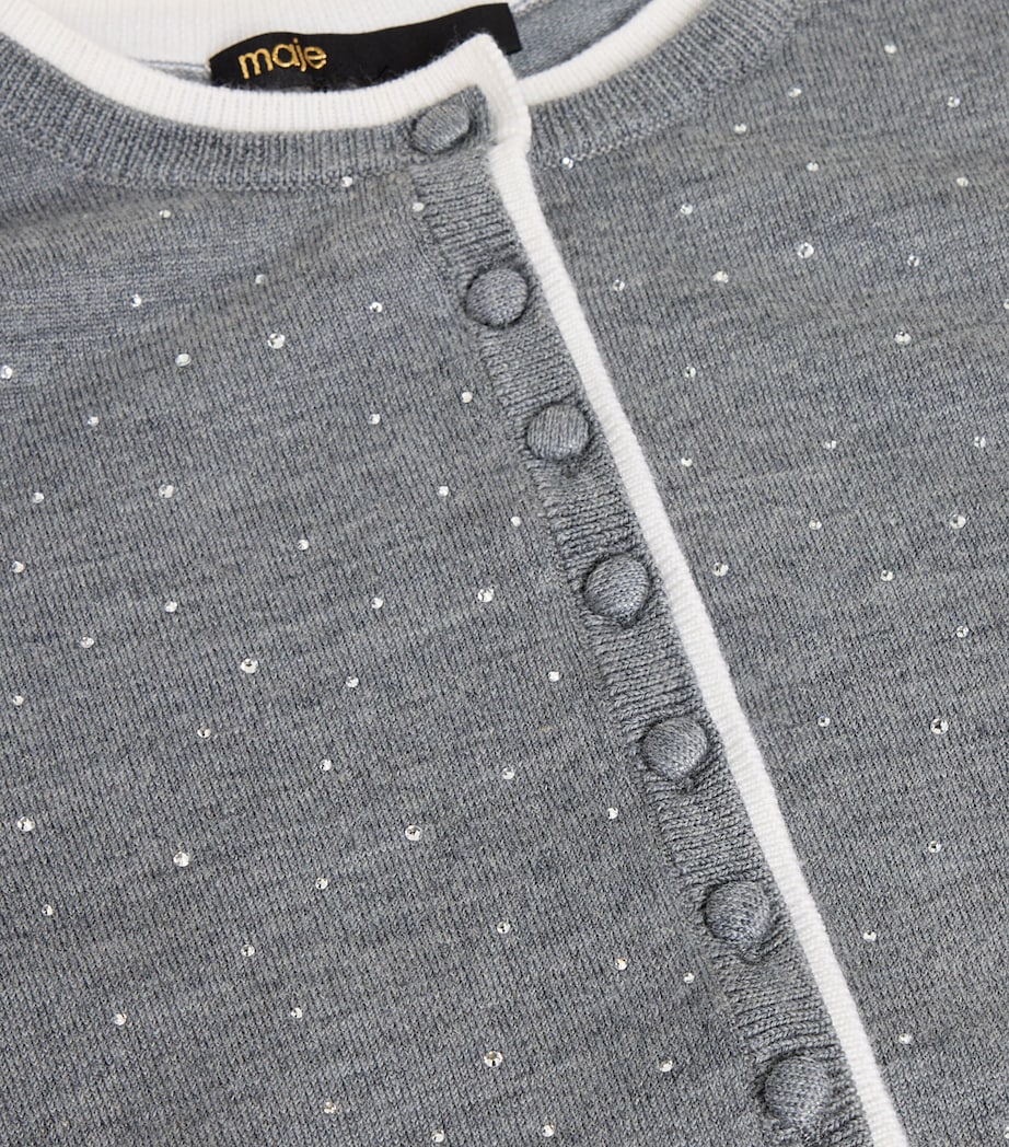 Wool-Blend Rhinestone-Embellished Cardigan GREY Image 2