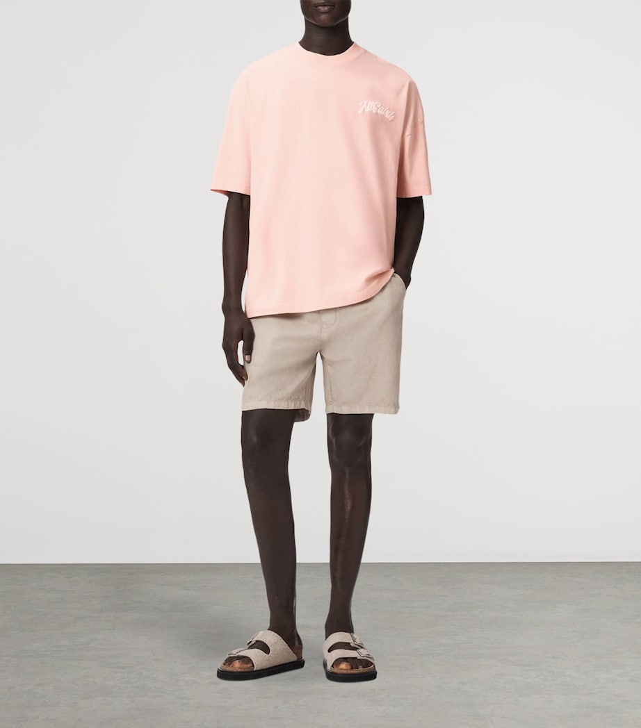 AllSaints Mens Organic Cotton Oversized Odyssey T-Shirt Blushed Pink Image 2
